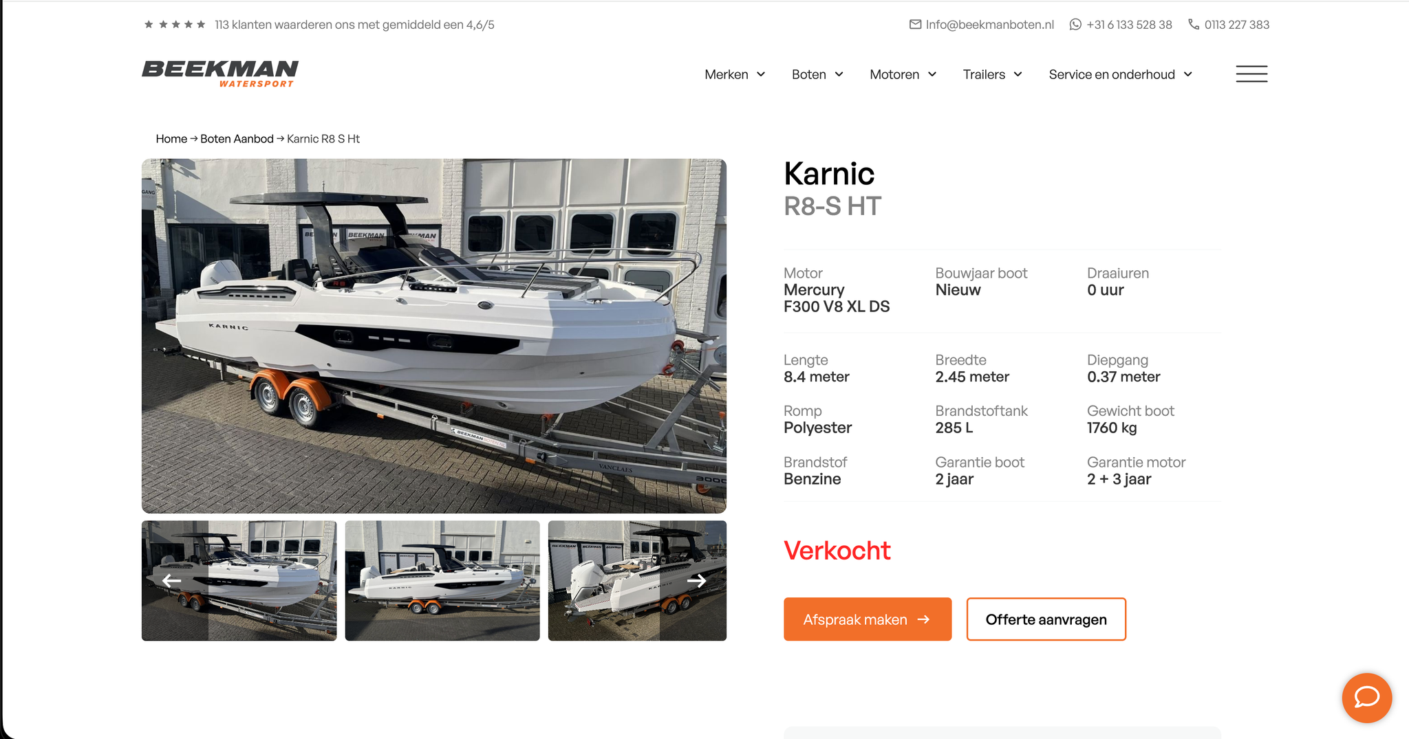 Specifieke boot pagina van Beekman Watersport