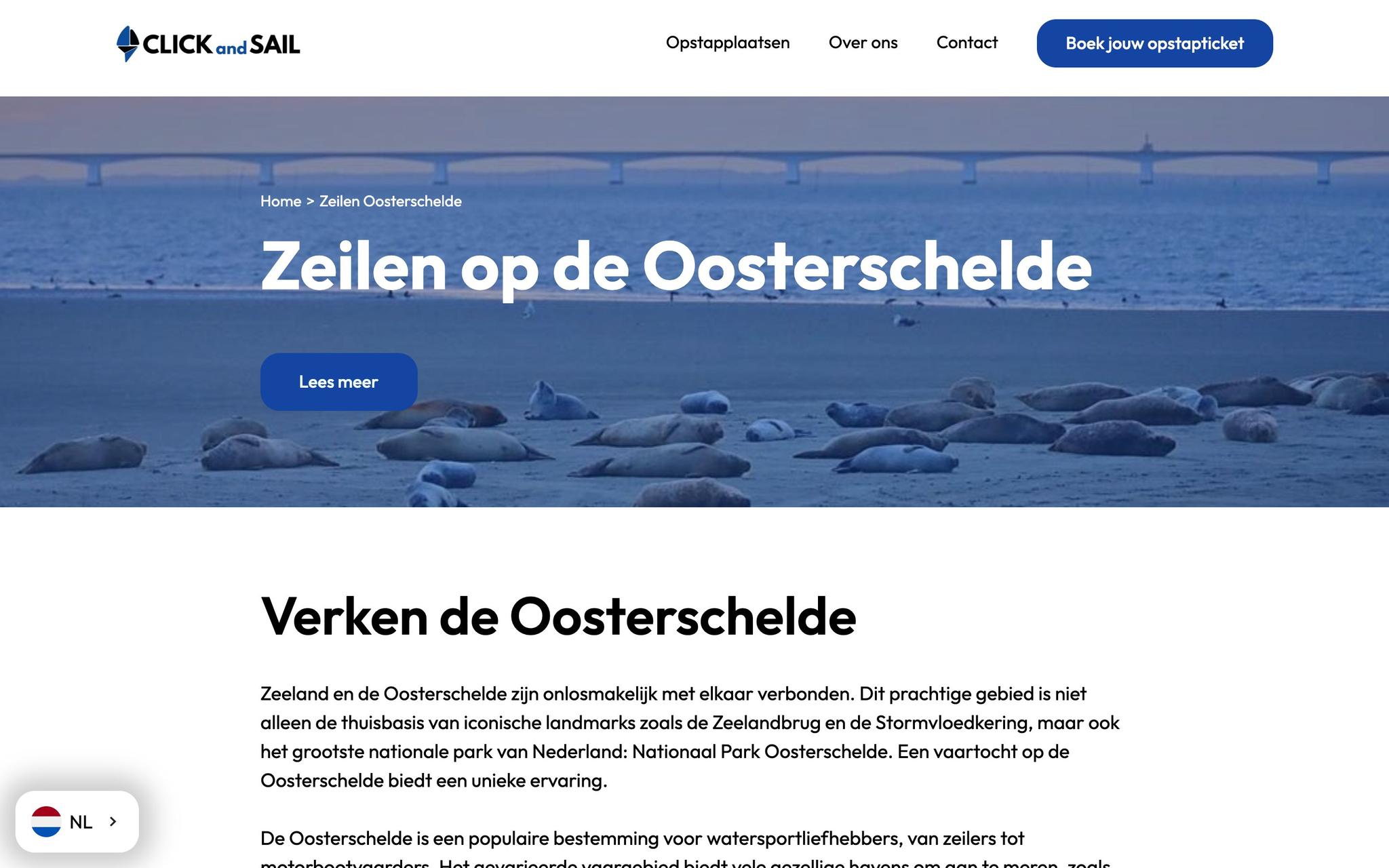 Pagina over zeilen op de Oosterschelde bij Click and Sail