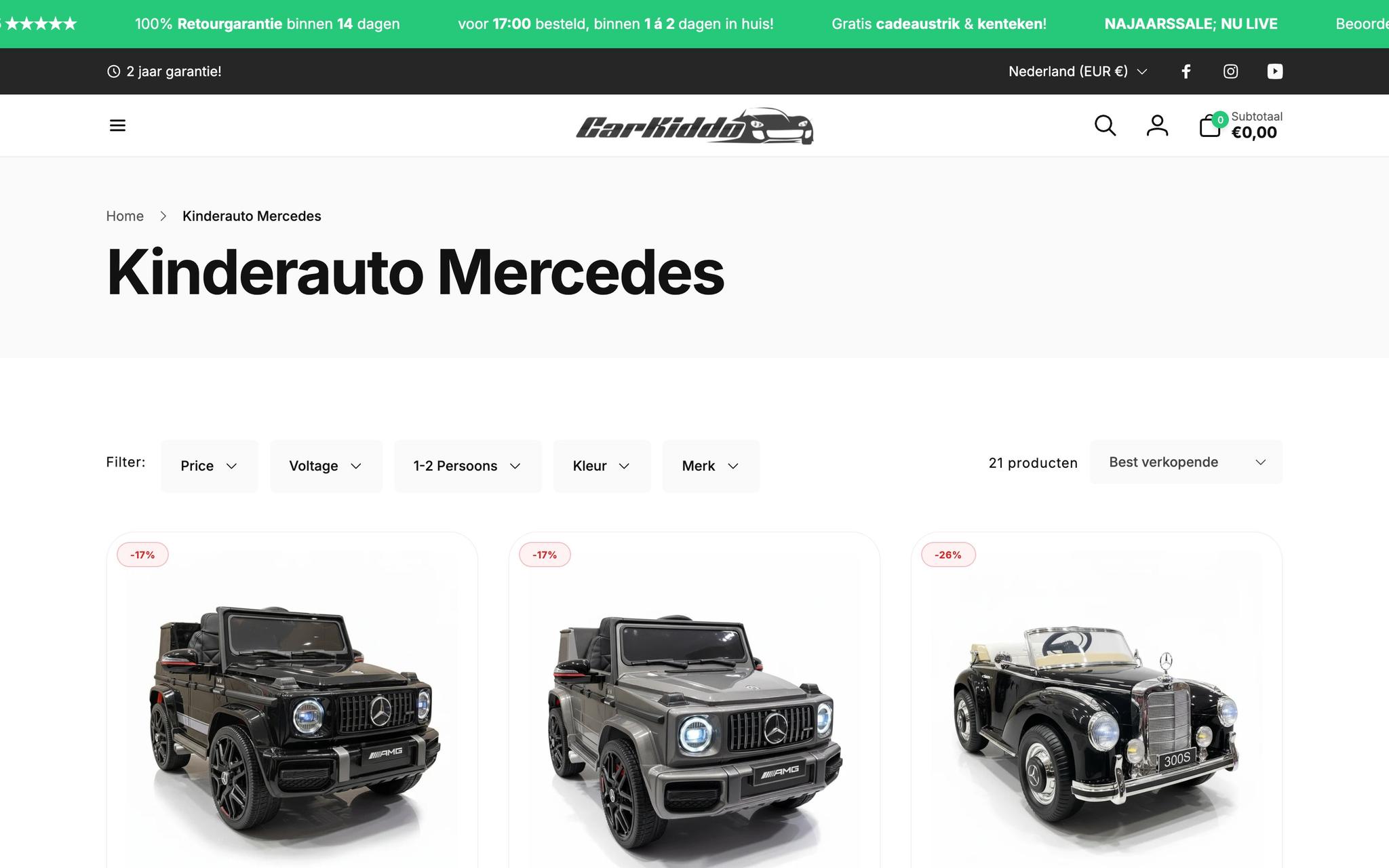 Collectie met Mercedes-kinderauto's van CarKiddo