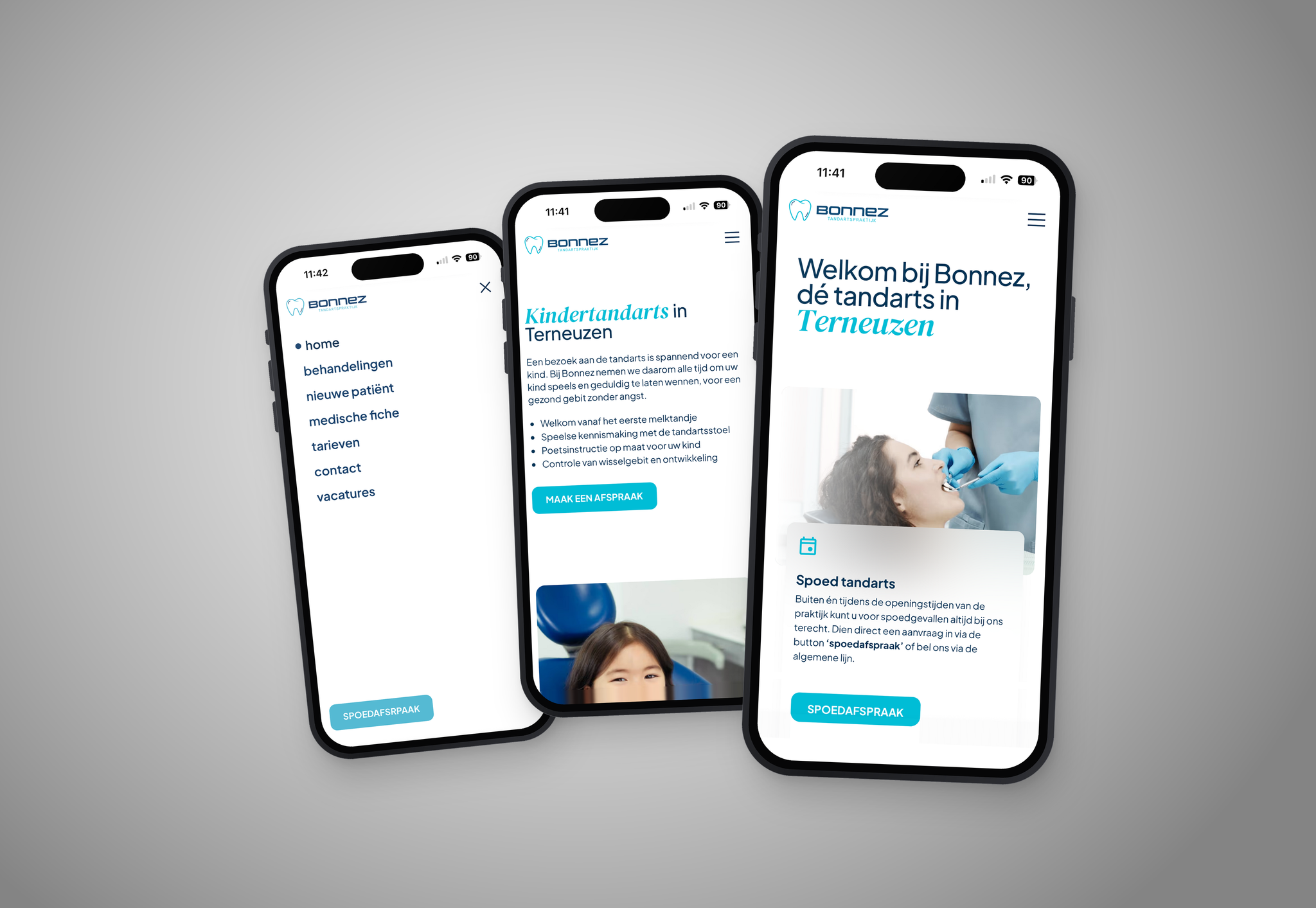 Website van Tandartspraktijk Bonnez op de telefoon