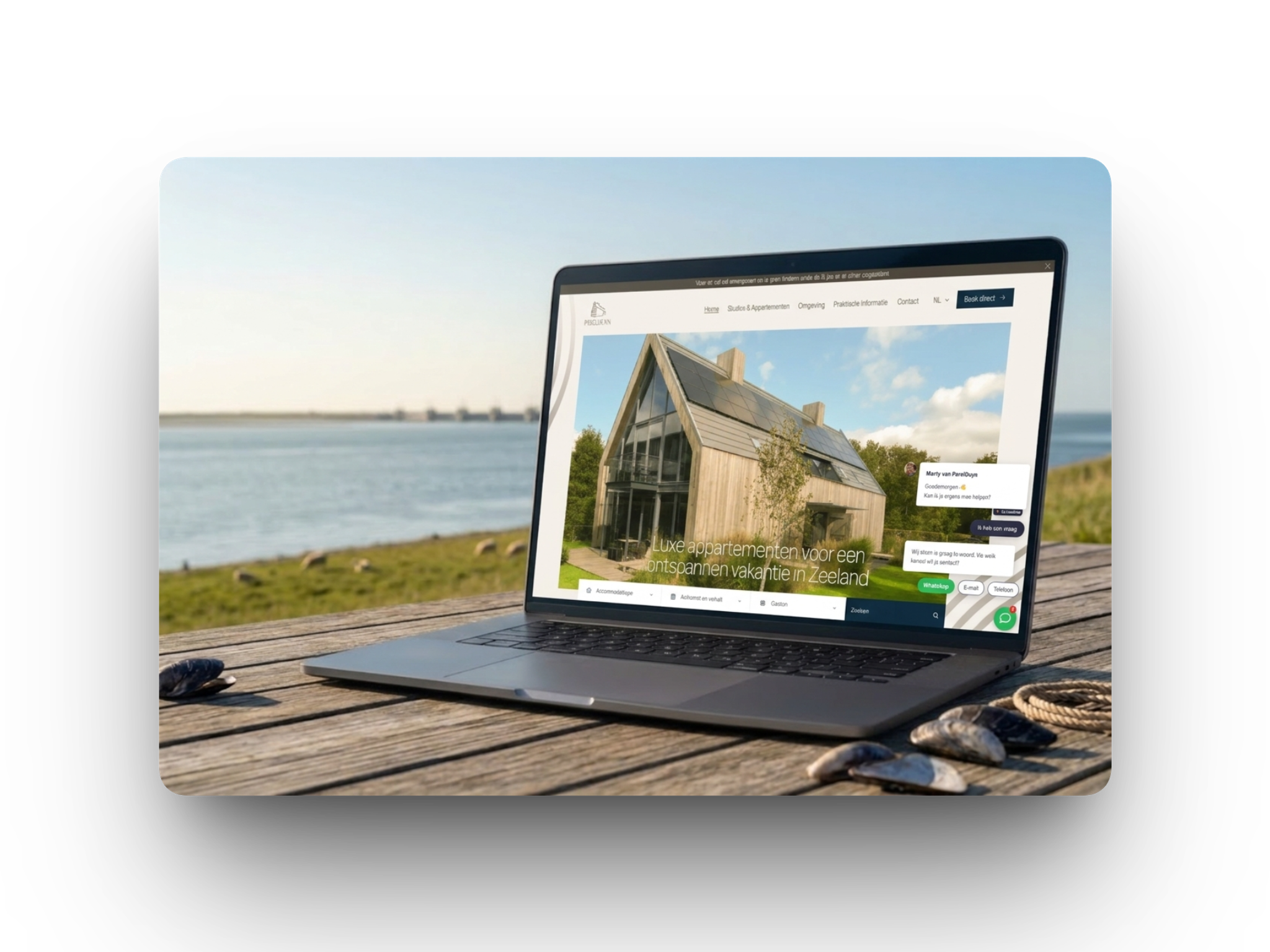 website van ParelDuyn als voorbeeld van een ontwerp in de huisstijl van het merk, zoals je dat in Figma voorbereidt