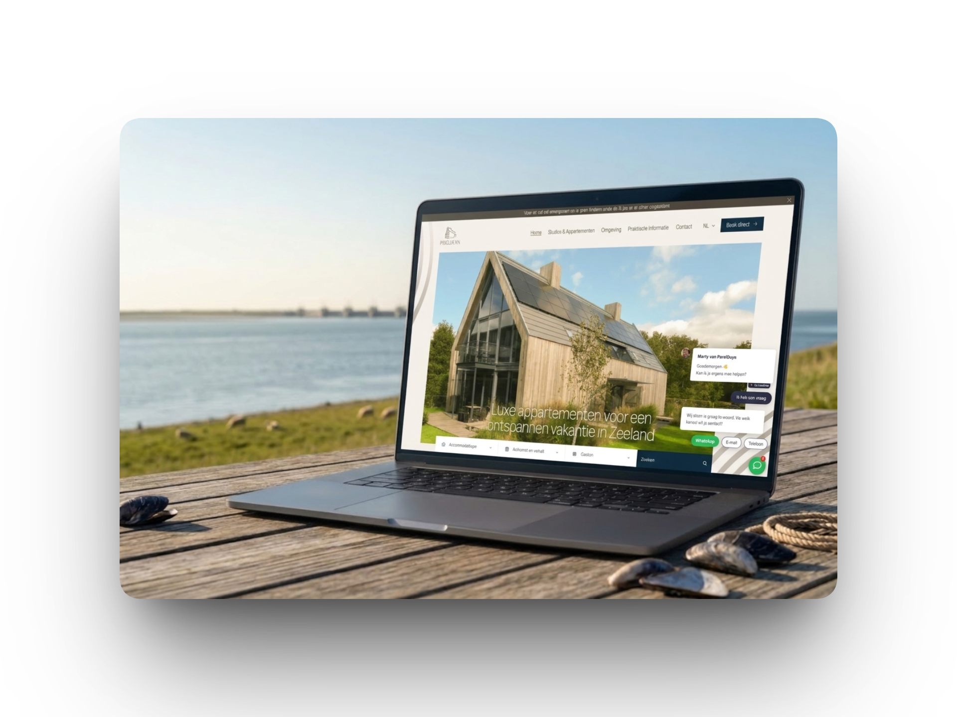 website van ParelDuyn als voorbeeld van een ontwerp in de huisstijl van het merk, zoals je dat in Figma voorbereidt