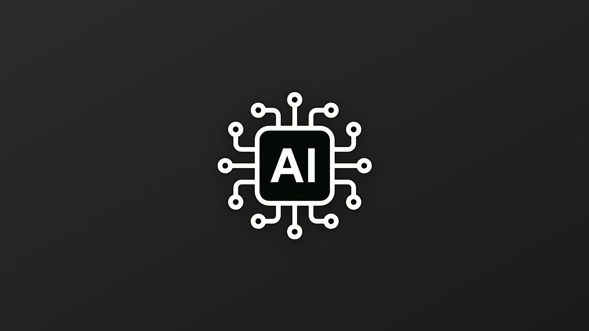 Icoon van een AI-chip op een zwart-groene achtergrond
