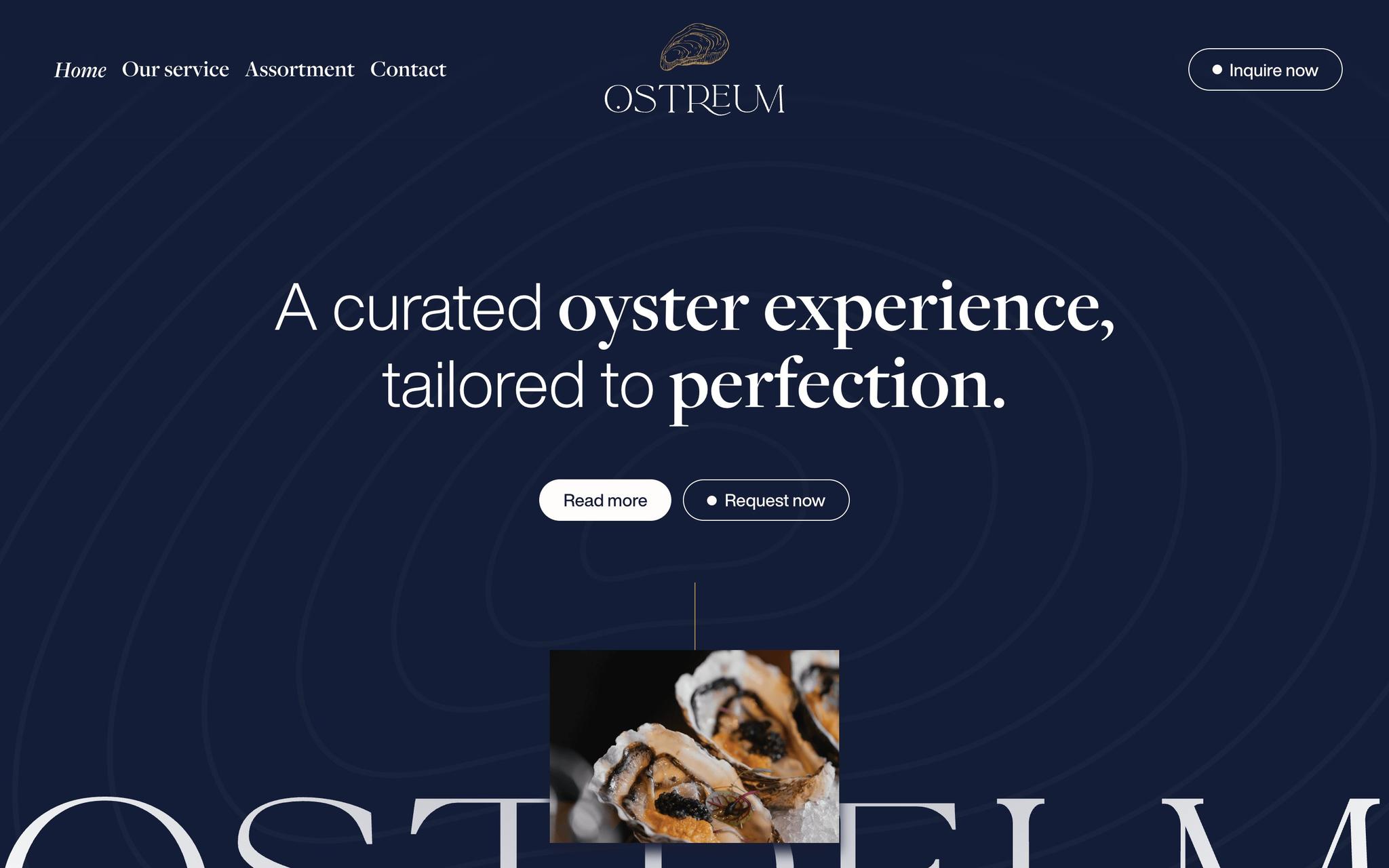 Homepage van de website van Ostreum