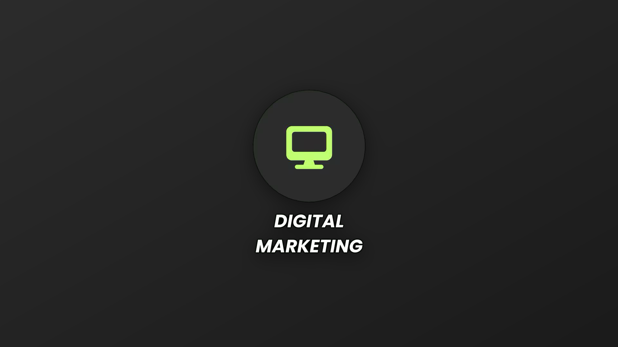 Icoon van een beeldscherm met de tekst 'Digital marketing'