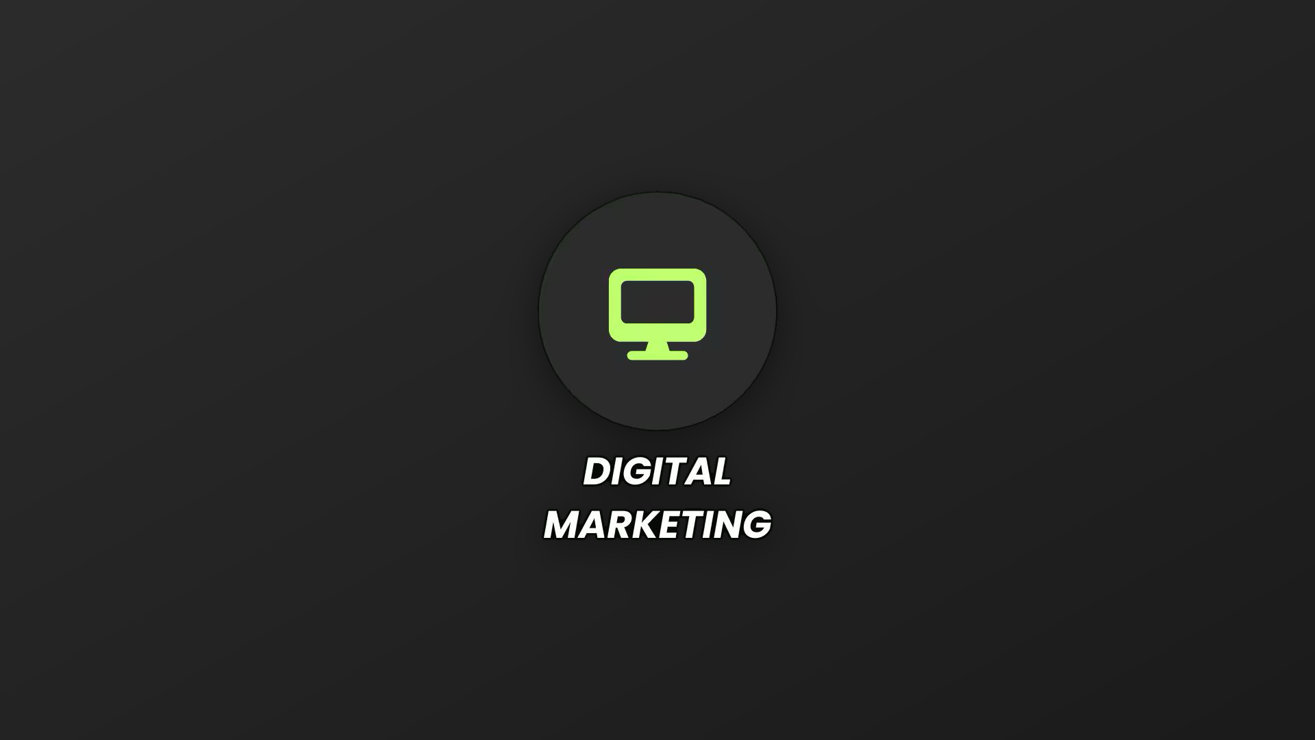 Icoon van een beeldscherm met de tekst 'Digital marketing'