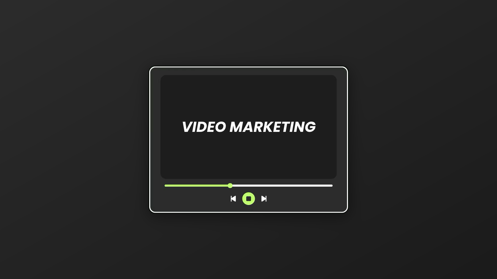 Videospeler met de tekst 'Video marketing'