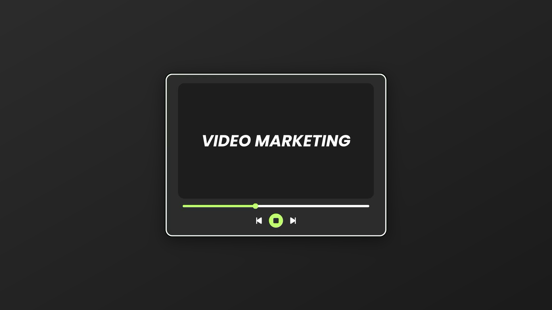 Videospeler met de tekst 'Video marketing'
