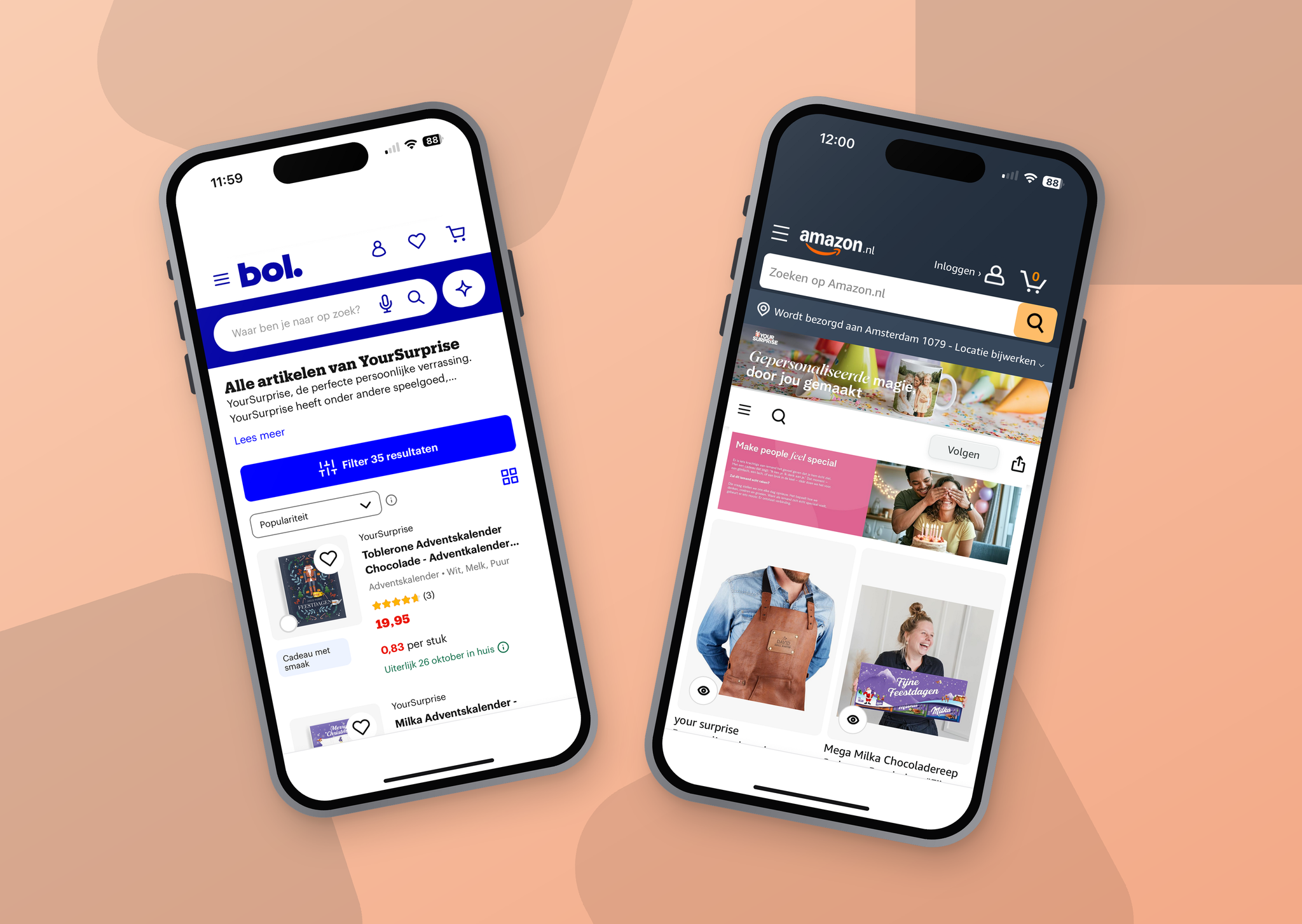 Voorbeeld productpagina van amazon en bol.com