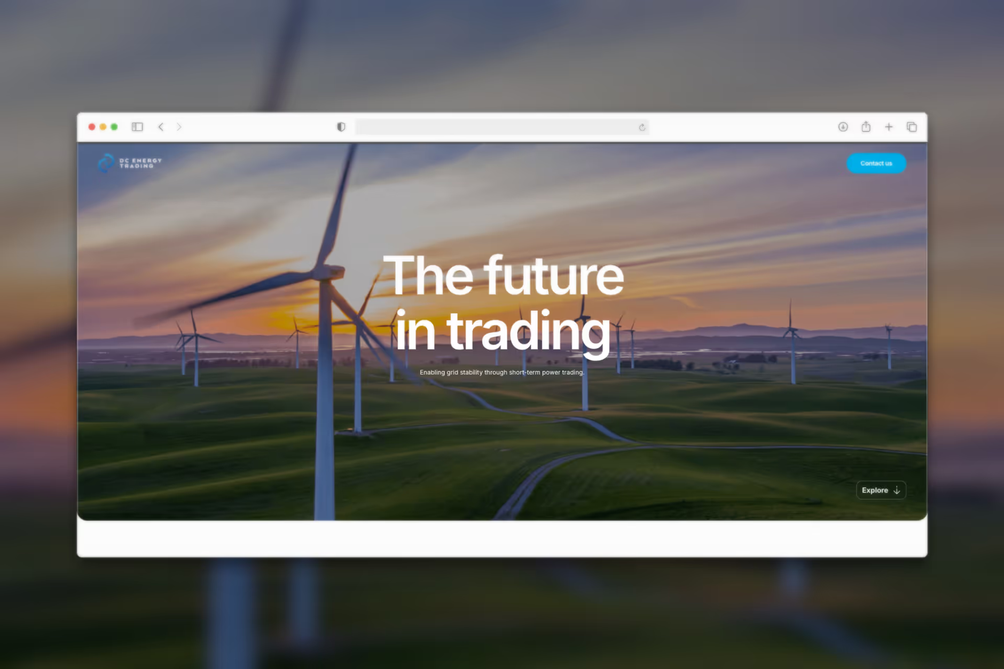 Home pagina van de DC Energy Trading website