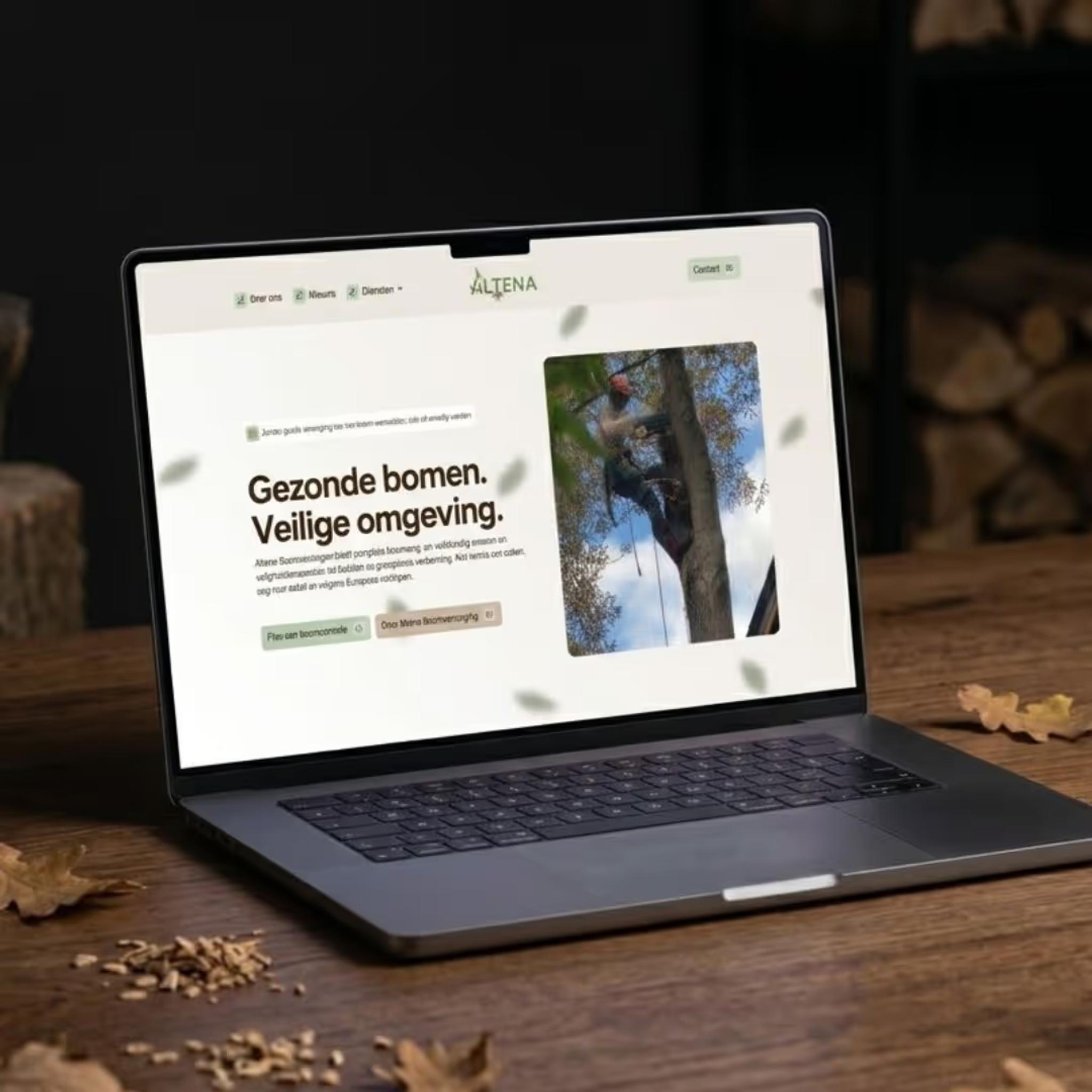 Voorbeeld van de homepage van Altena Boomverzorging