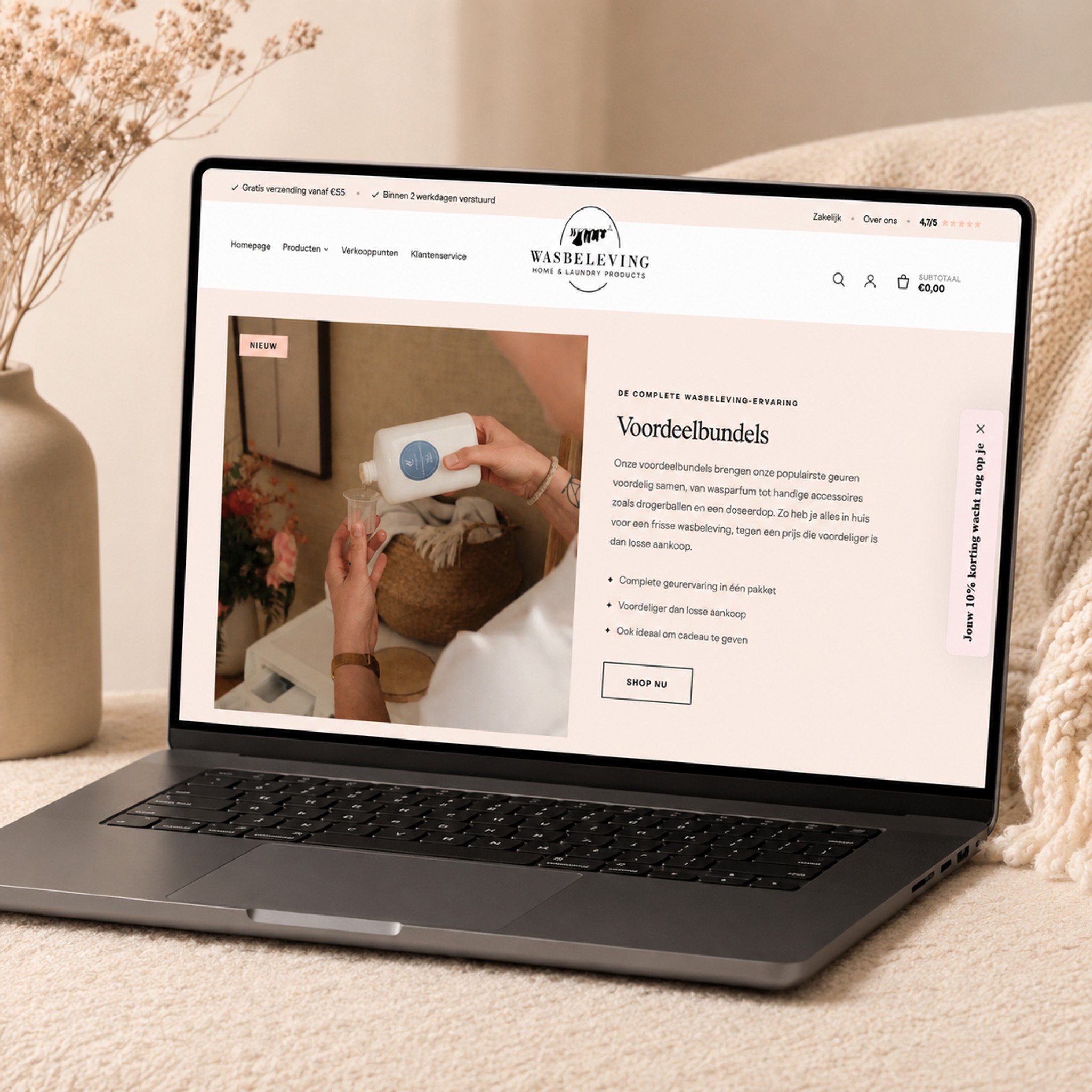 Productpagina van de Wasbeleving webshop