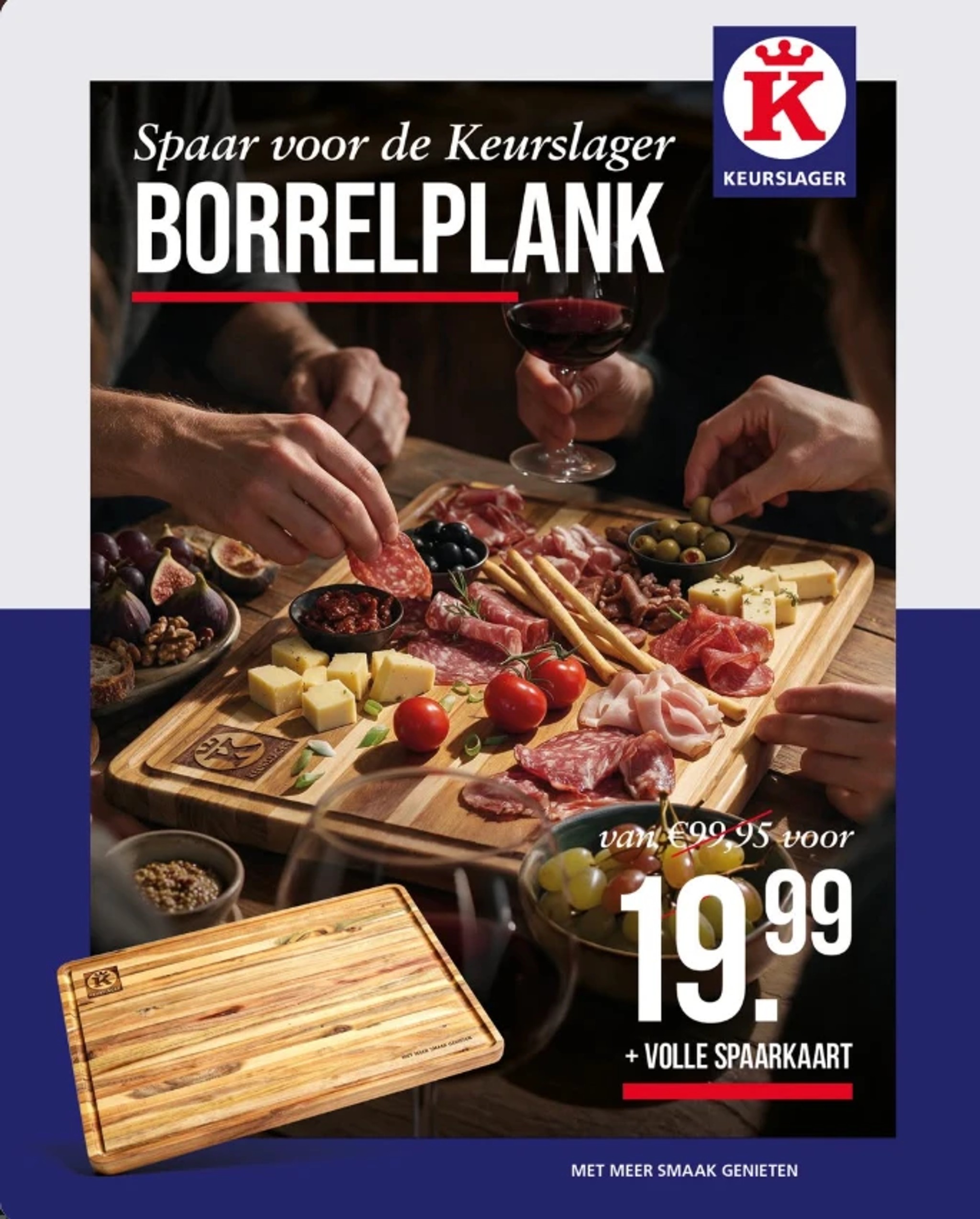 Social post van de Keurslager over de spaaractie voor een borrelplank