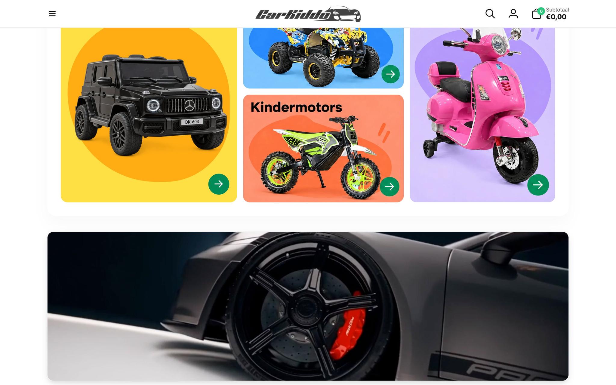 Collecties op de homepage van CarKiddo
