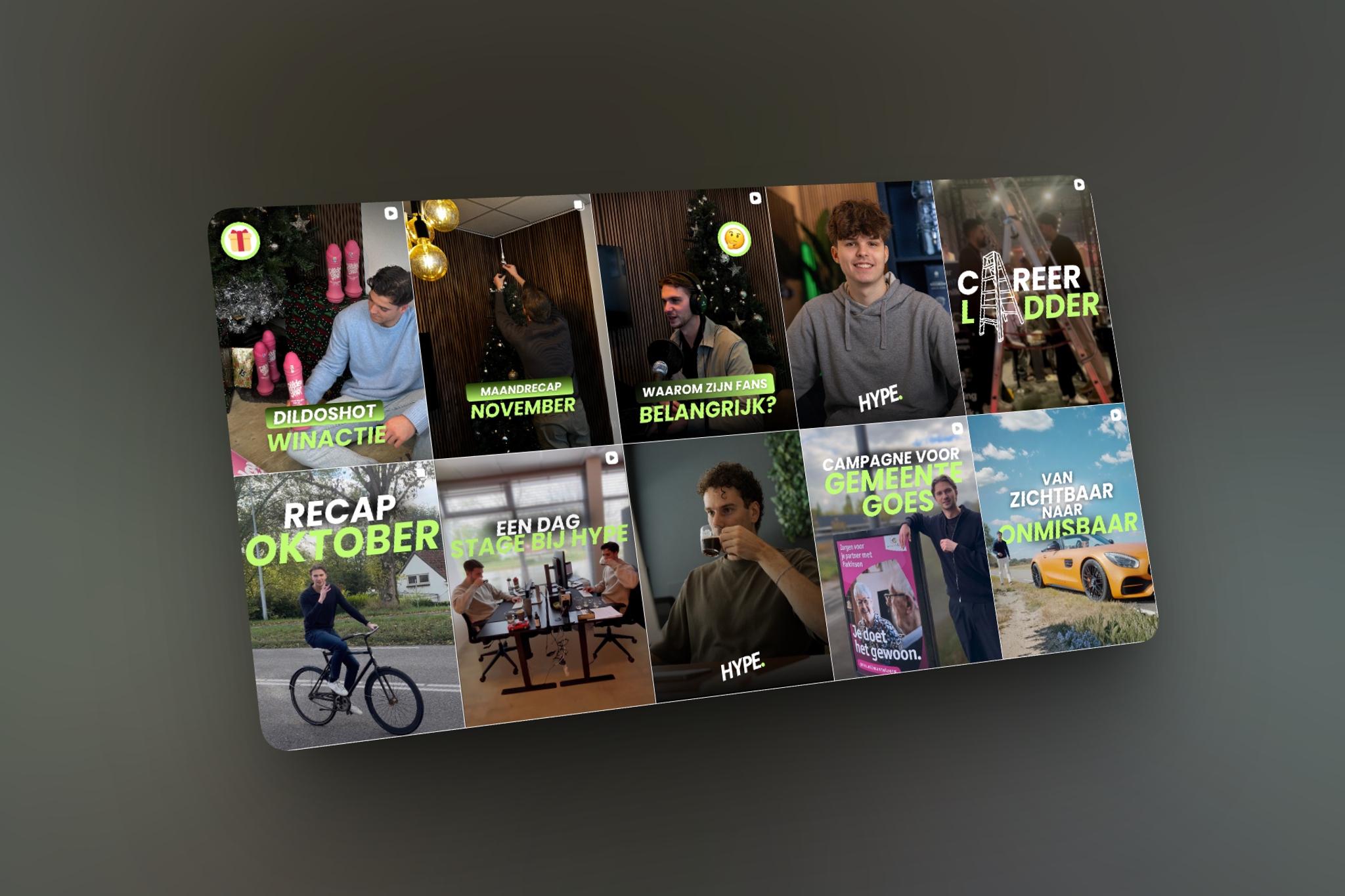 Instagram feed van HYPE Agency met short form video
