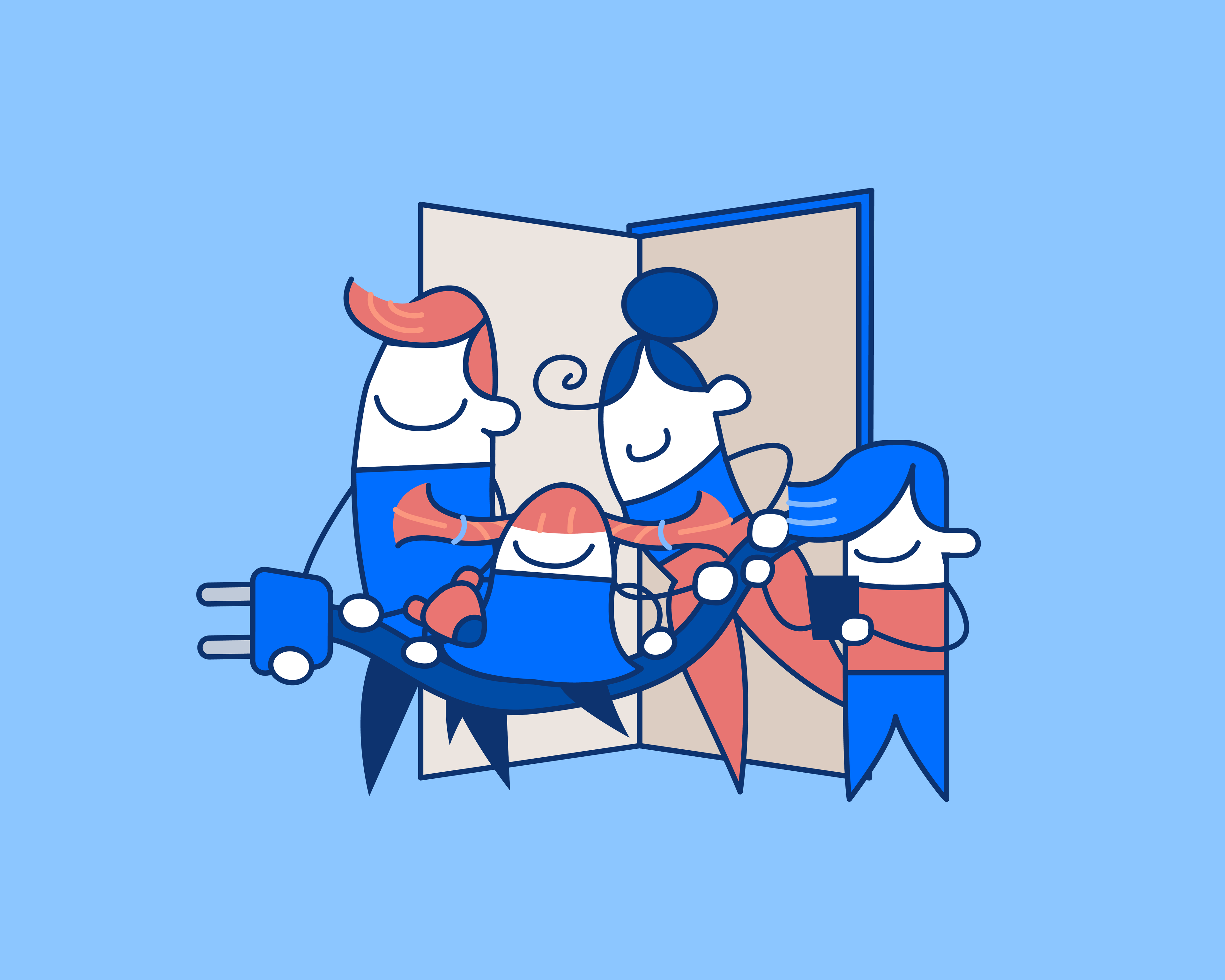 Family with power cable