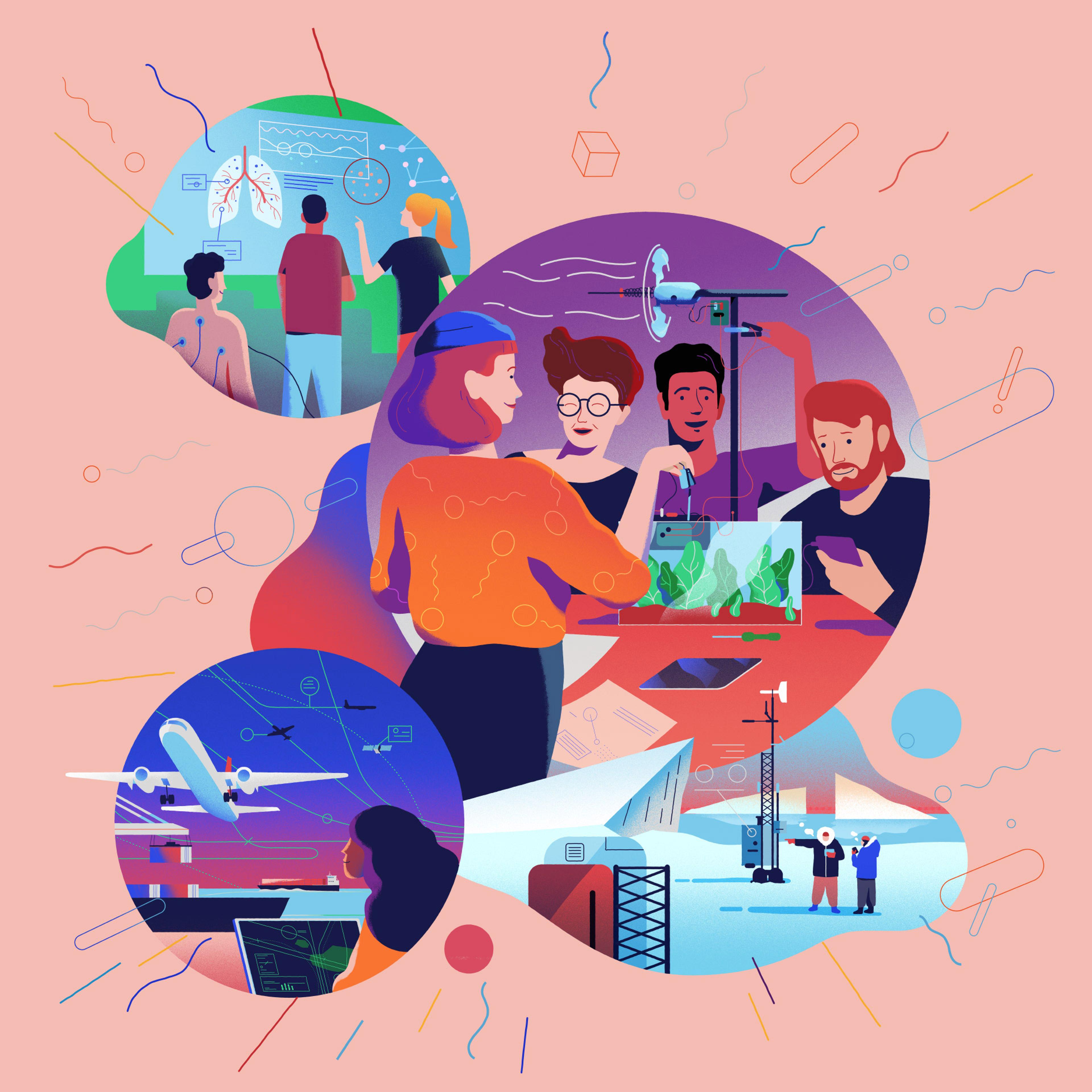 stem university students collaborating on a science project