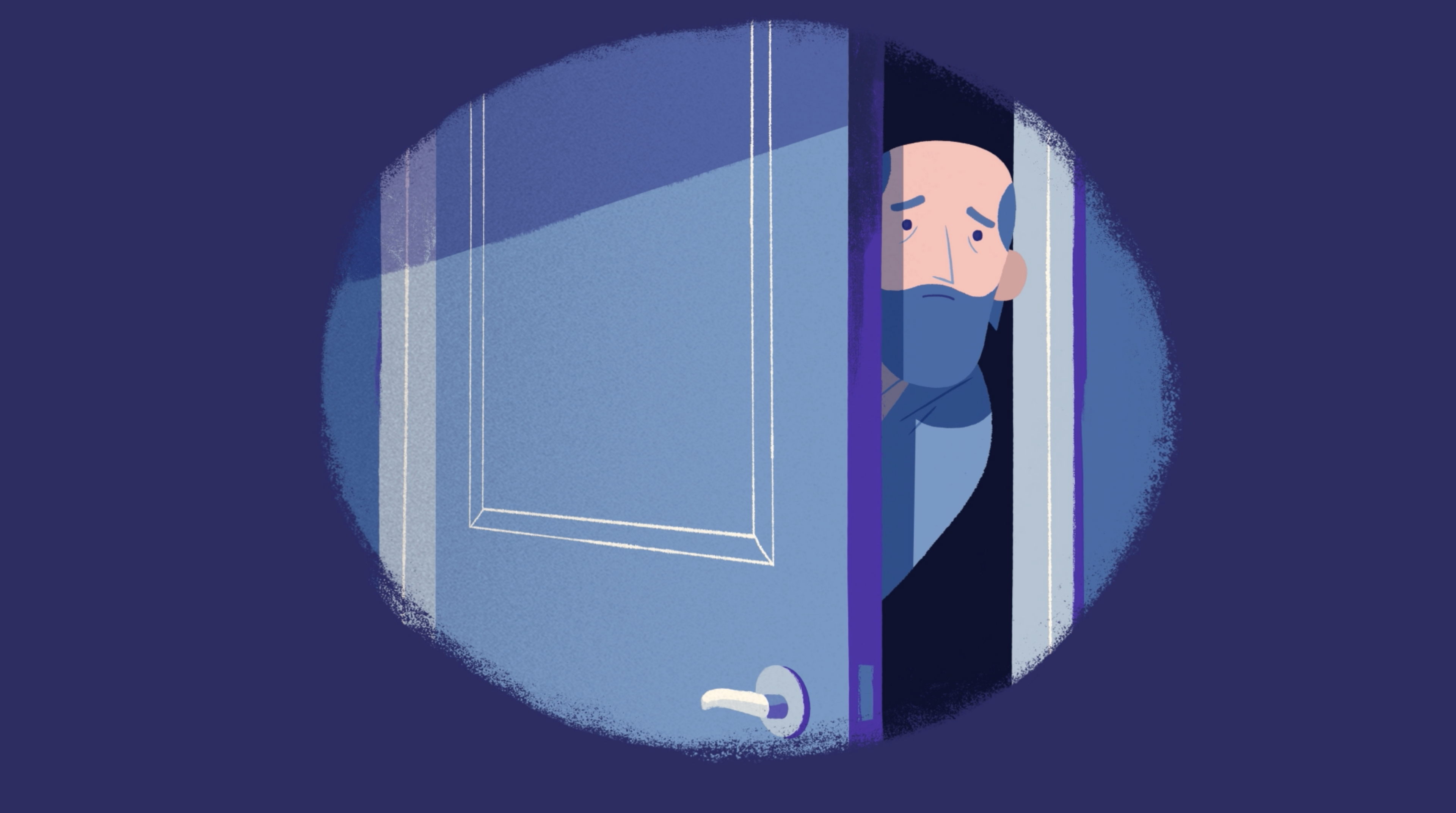 Man looking through a door