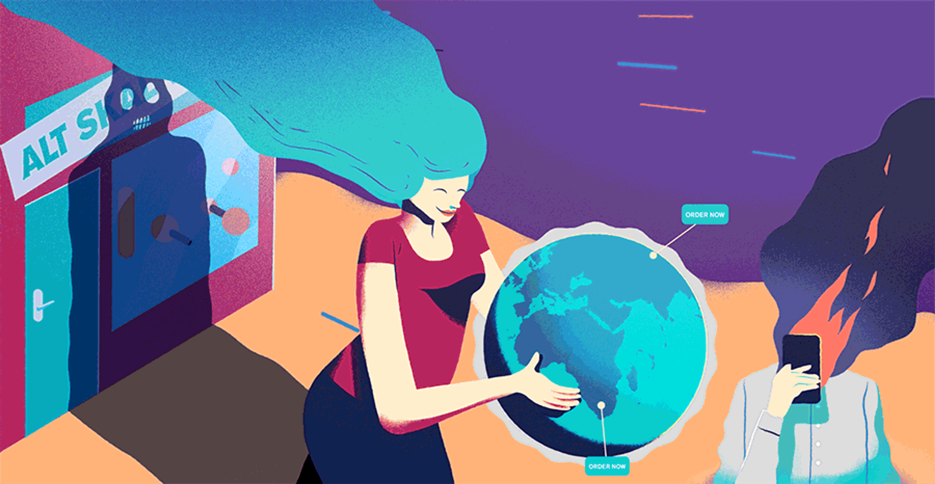 Woman controlling earth