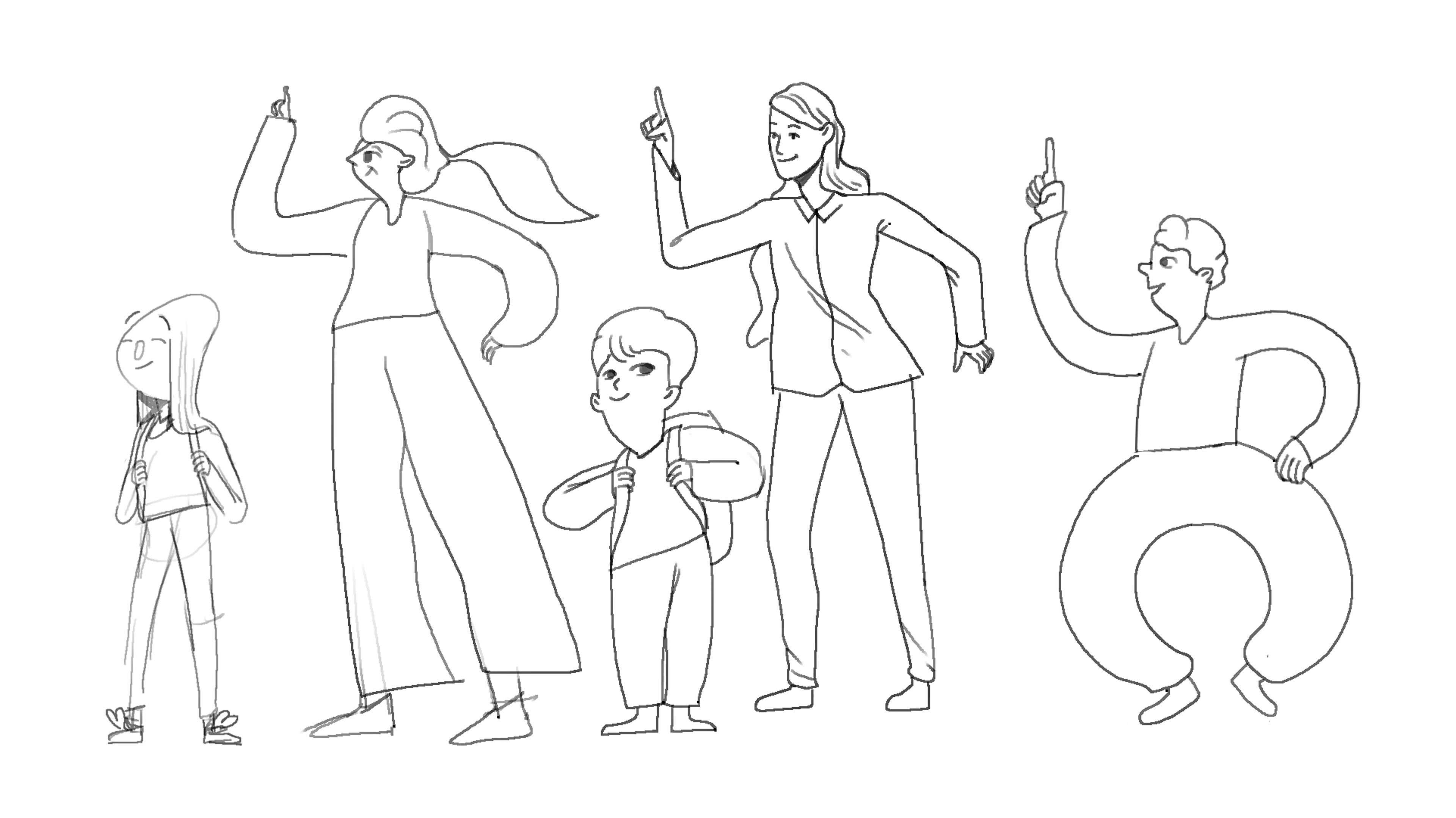 Nota sketch of character design possibilities