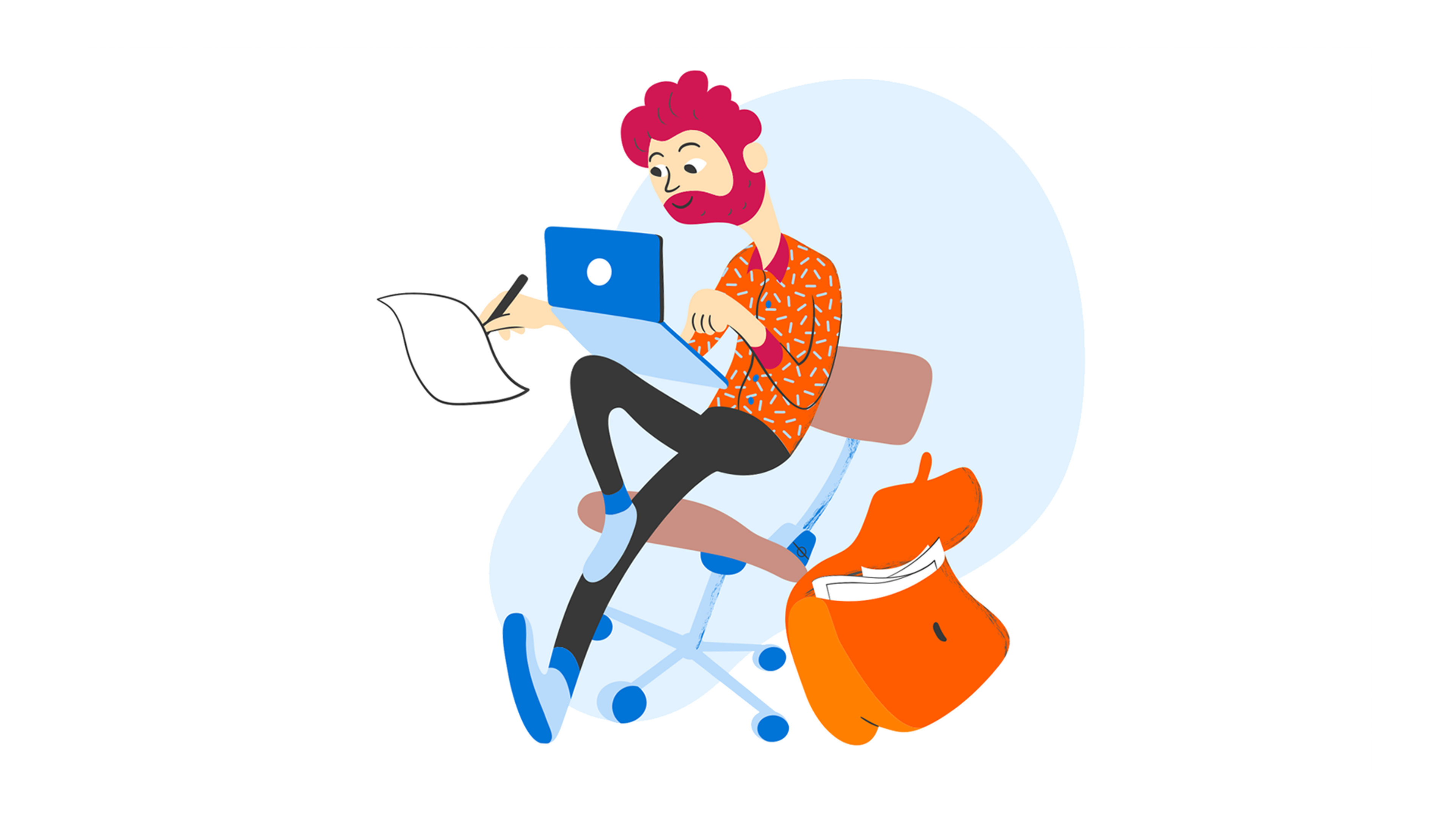 man on a chair with a computer