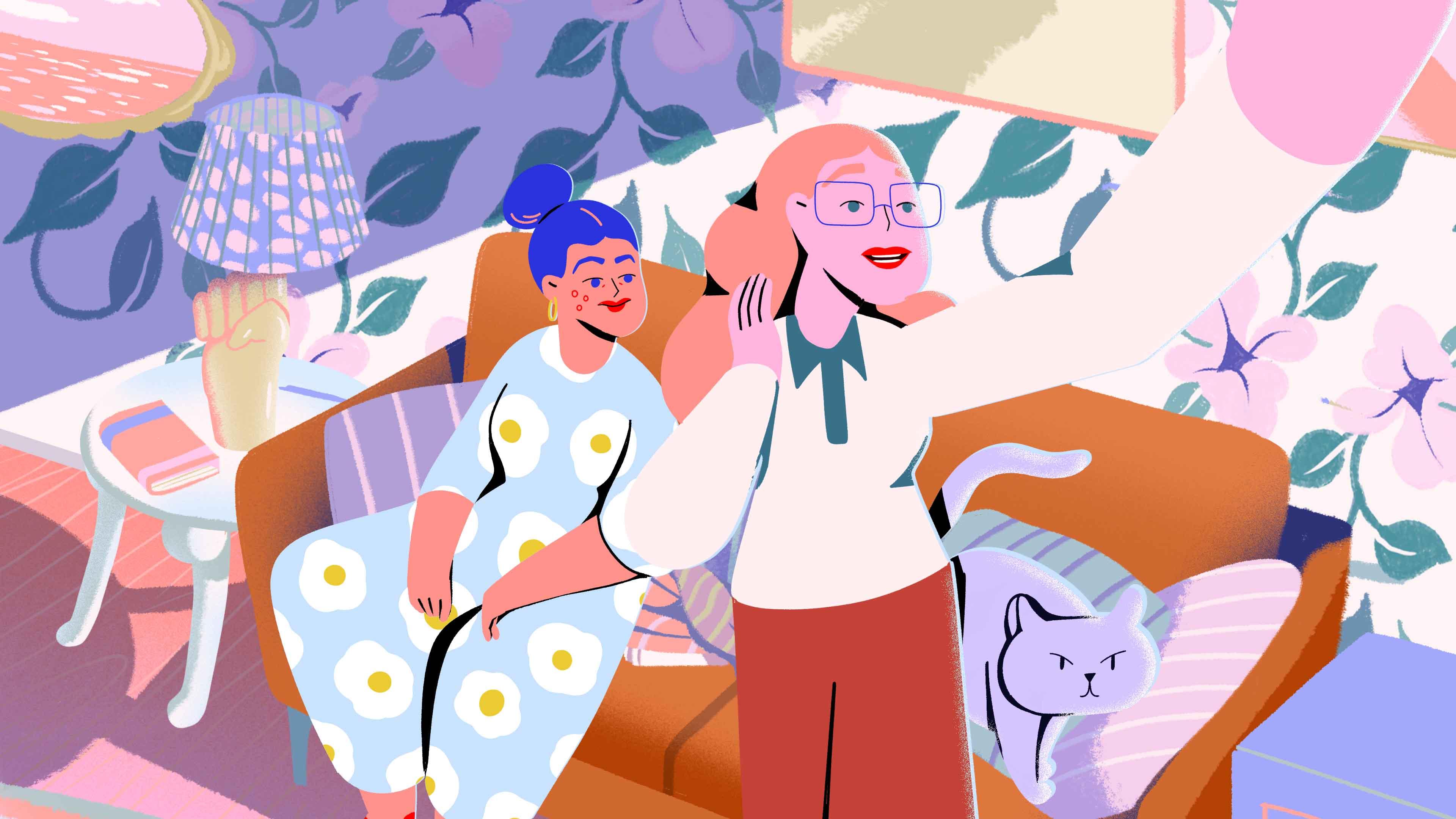 Women on a couch