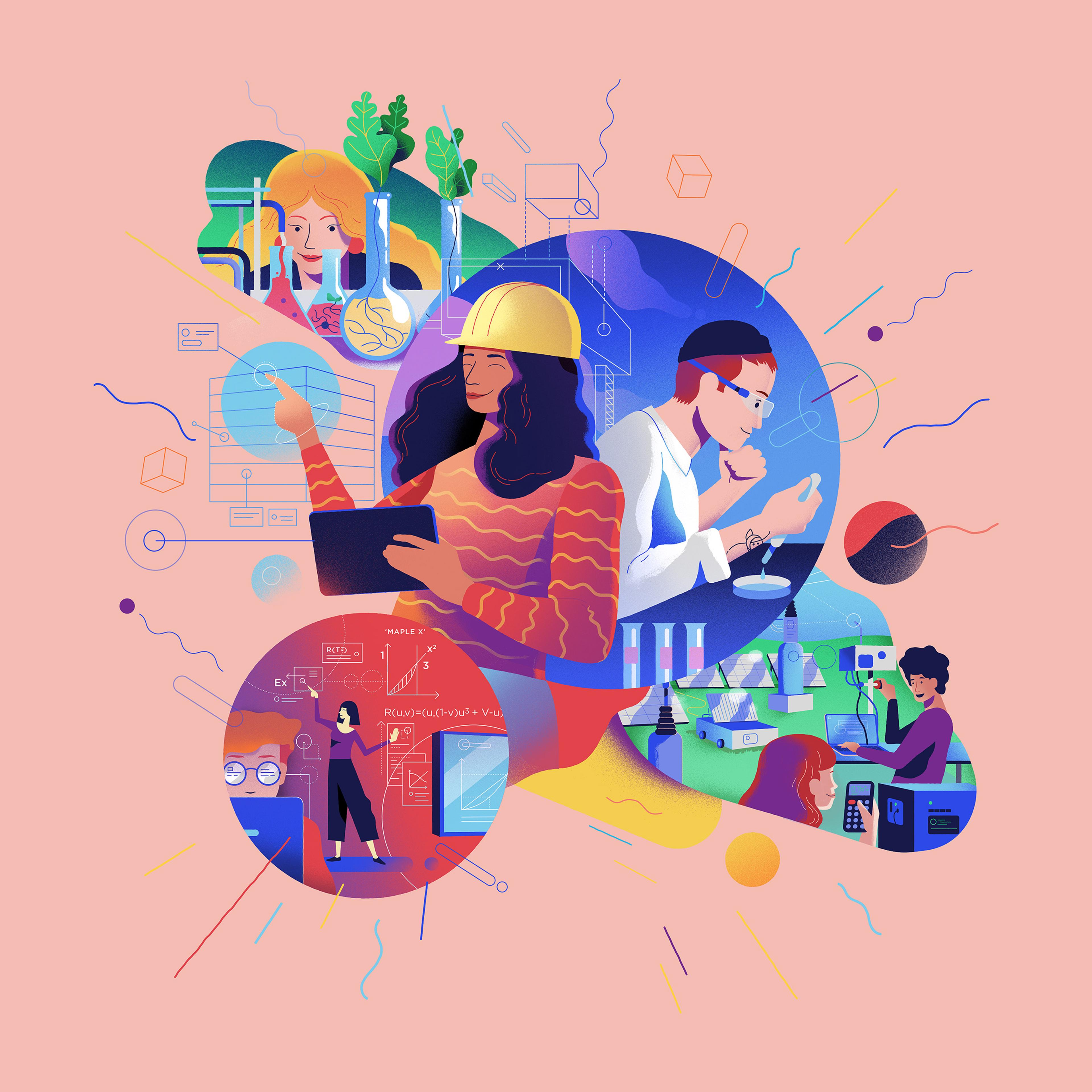 Illustration of technical university students