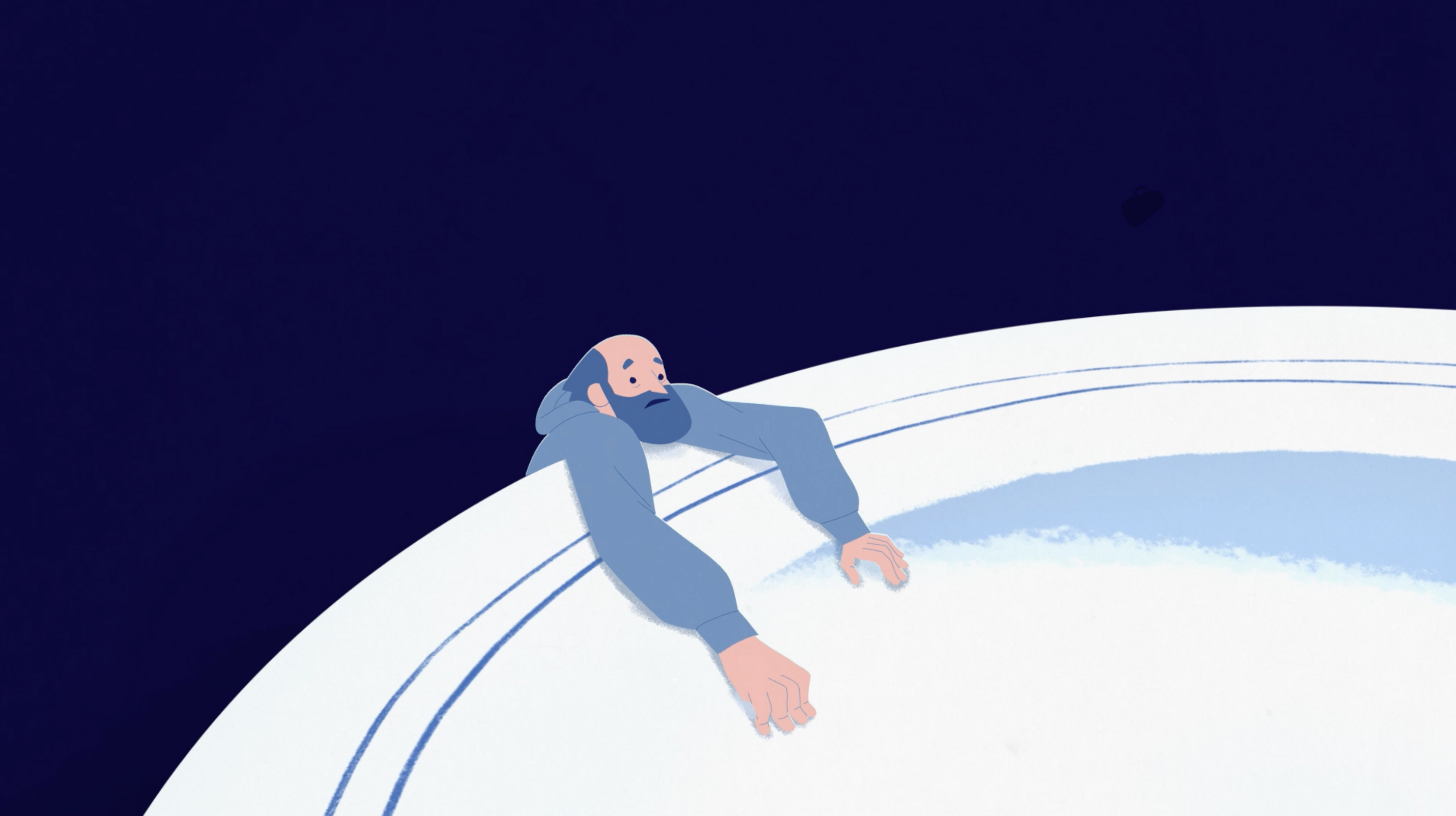 Man falling from a dinner plate