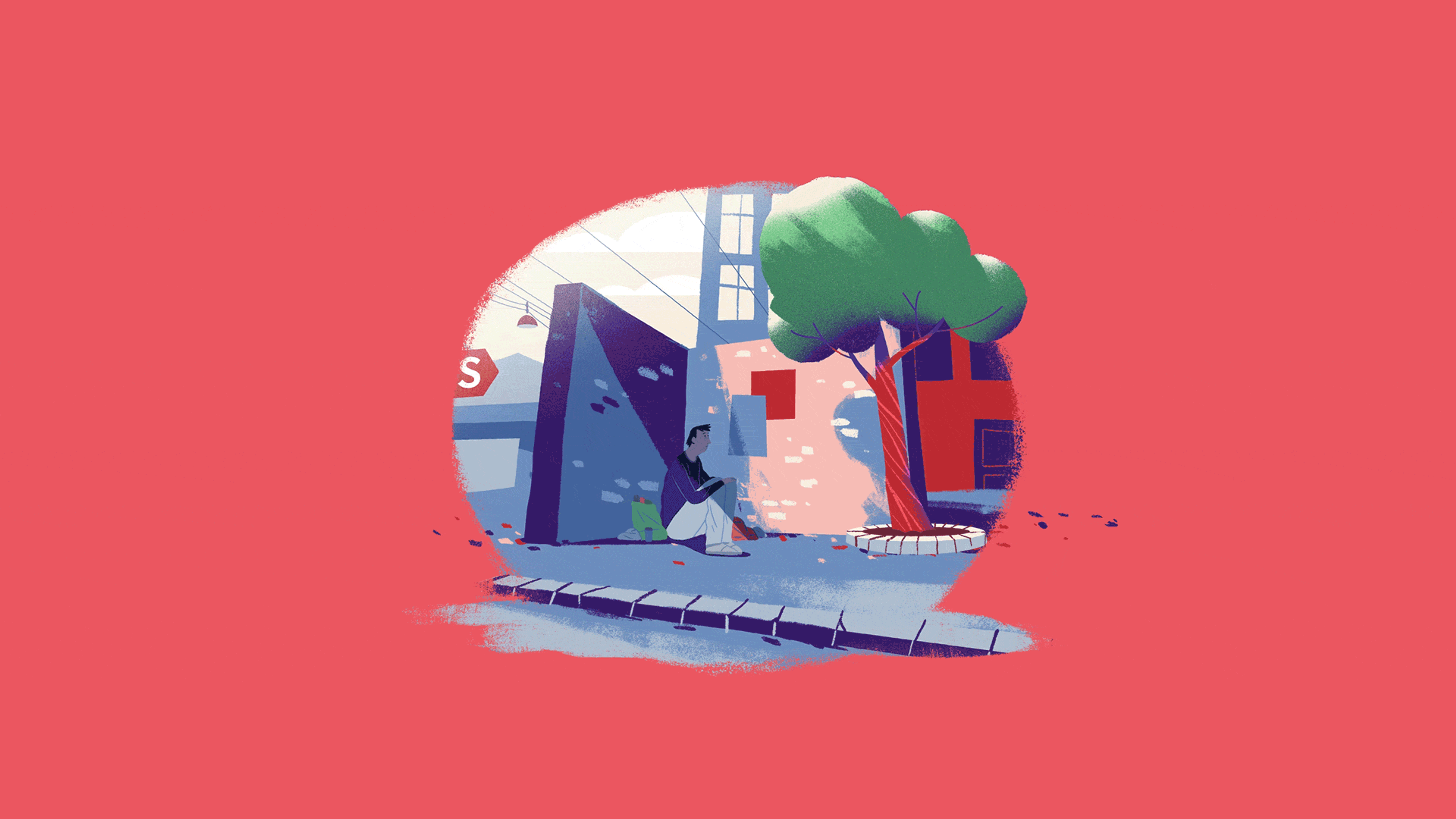 Car passing man on the street