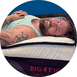 Zach Miko Is Lying Comfortably On Big Fig's Luxe Plush Pillow Top Mattress.