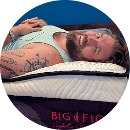 Zach Miko Is Lying Comfortably On Big Fig's Luxe Plush Pillow Top Mattress.