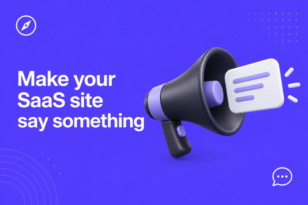 Purple editorial cover for SaaS Homepage Messaging: Stop Sounding Like Every Other Product
