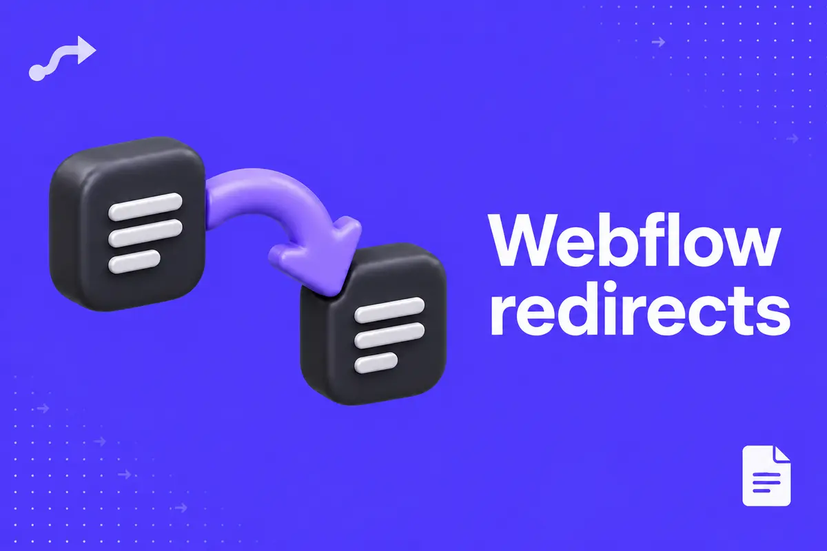 Purple editorial cover for Webflow Redirects: Build a CSV Map and Troubleshoot Failed Rules