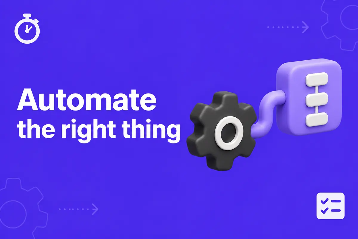 Purple editorial cover for AI Automation for Small Businesses: Pick the First Workflow