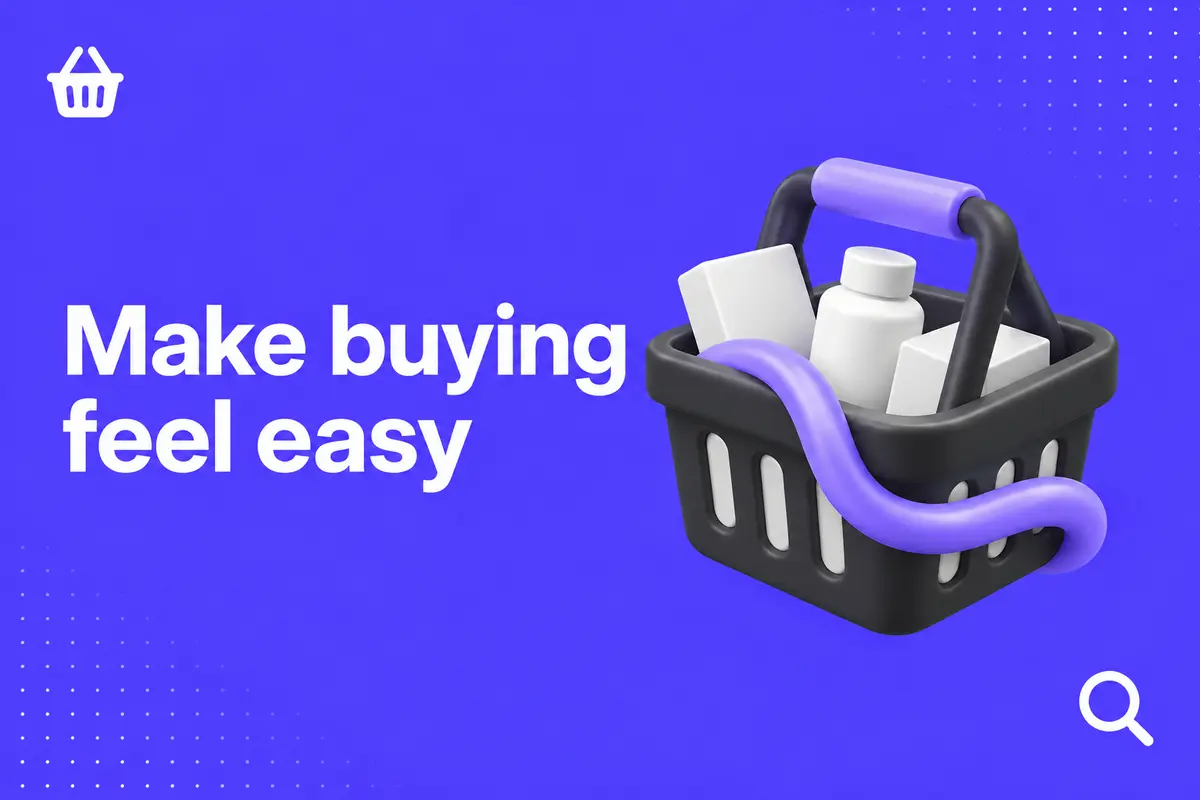 Purple editorial cover for Ecommerce Web Design: Fix the Friction Between Browsing and Buying