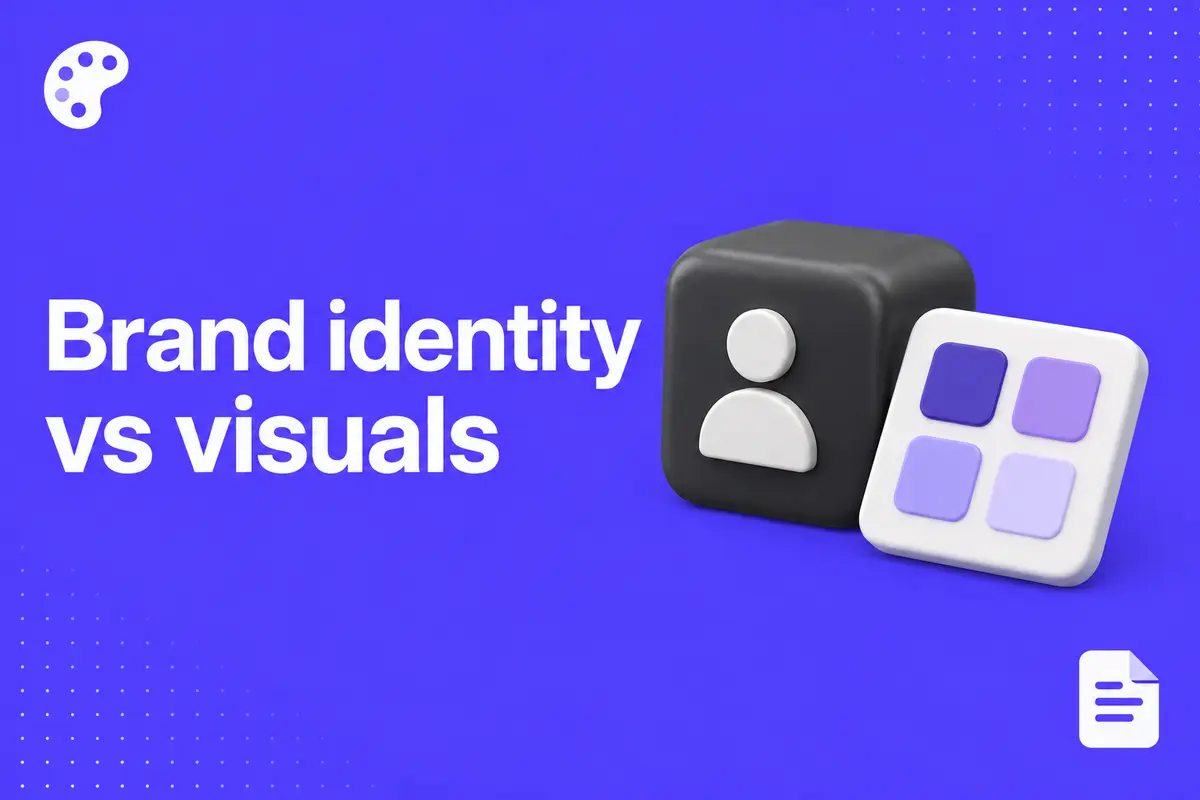 Purple editorial cover for Brand Identity vs Visual Identity: What Your Website Team Needs