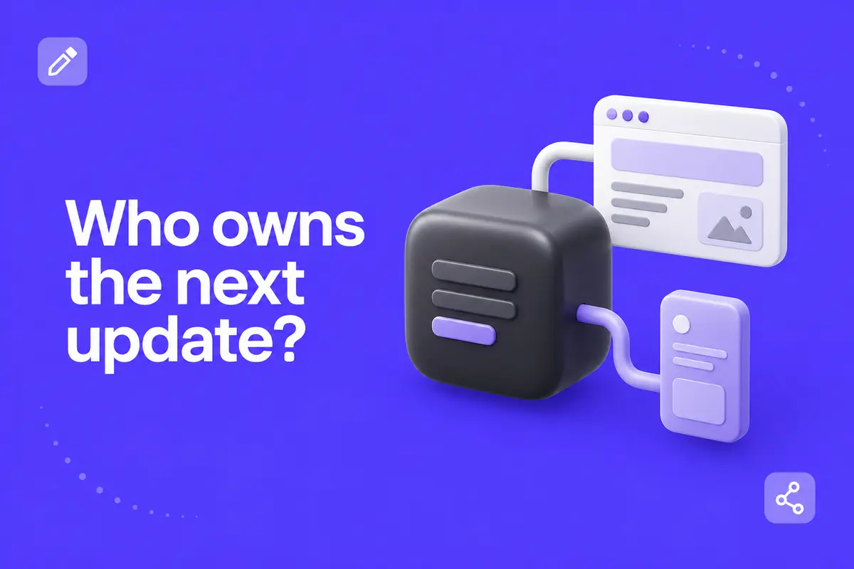 Purple editorial cover for Webflow vs Headless CMS: Choose the Publishing System, Not the Buzzword