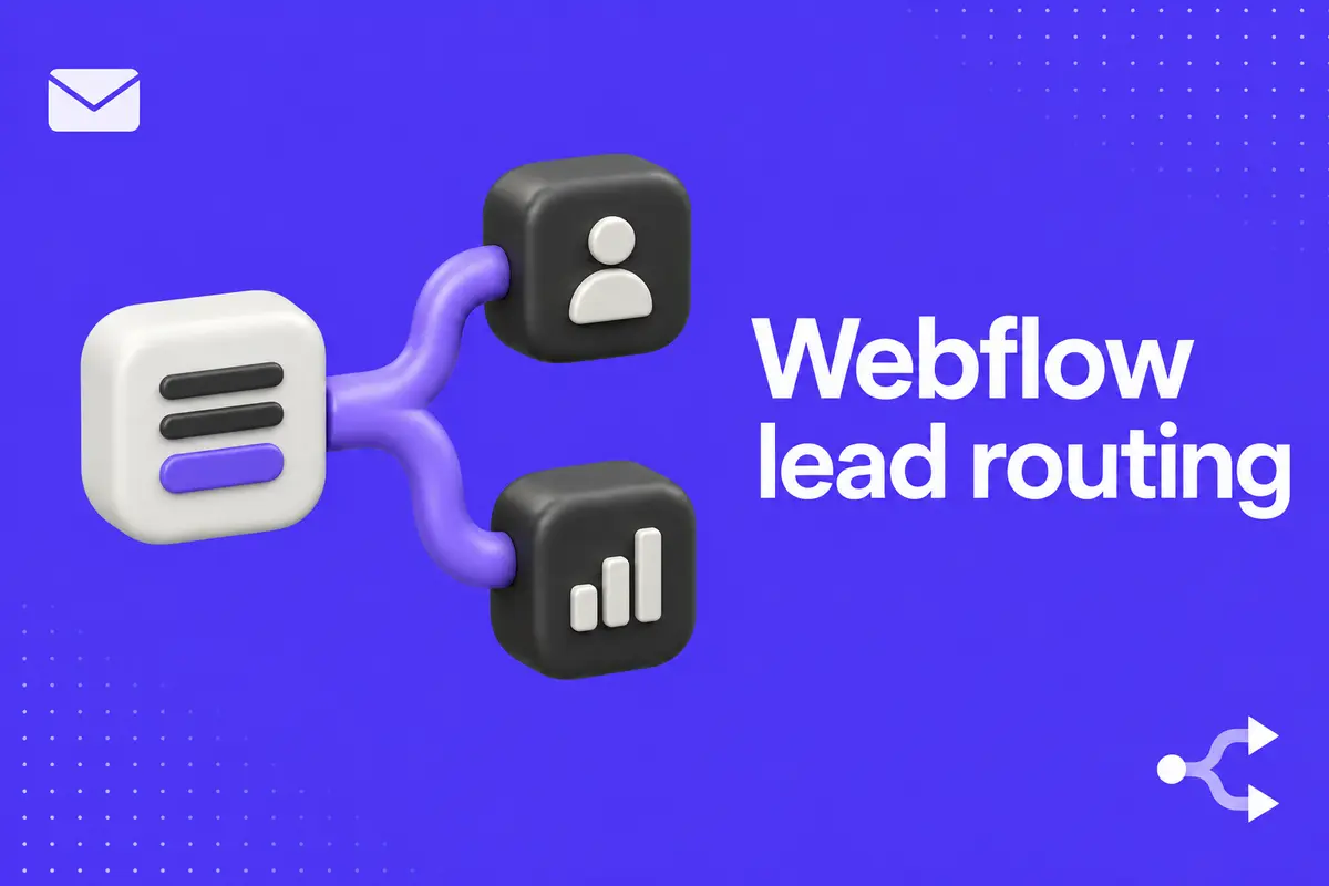Purple editorial cover for Webflow Form Automation: Route Leads Without Webflow Logic