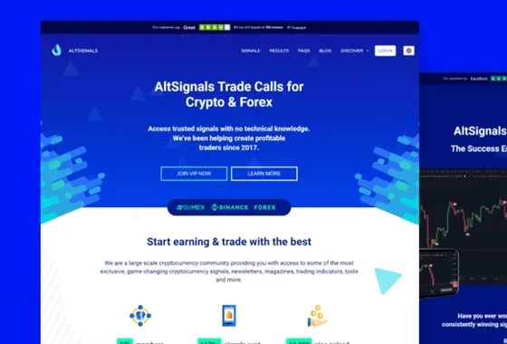 Automated e-commerce web app for AltSignals crypto and forex signals.