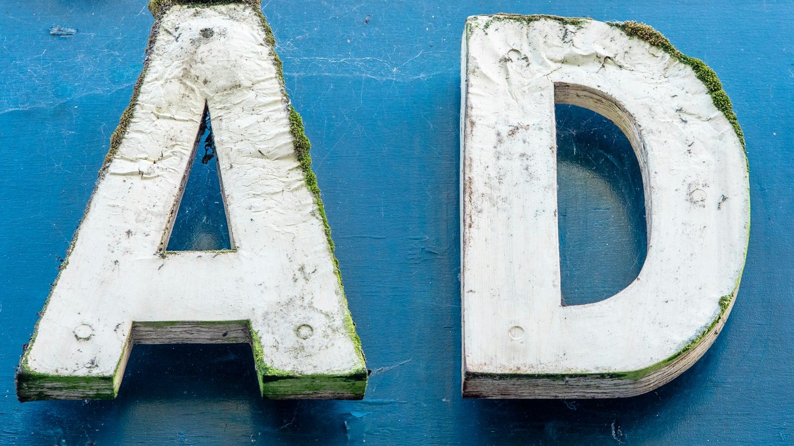 white and blue letter y wall decor