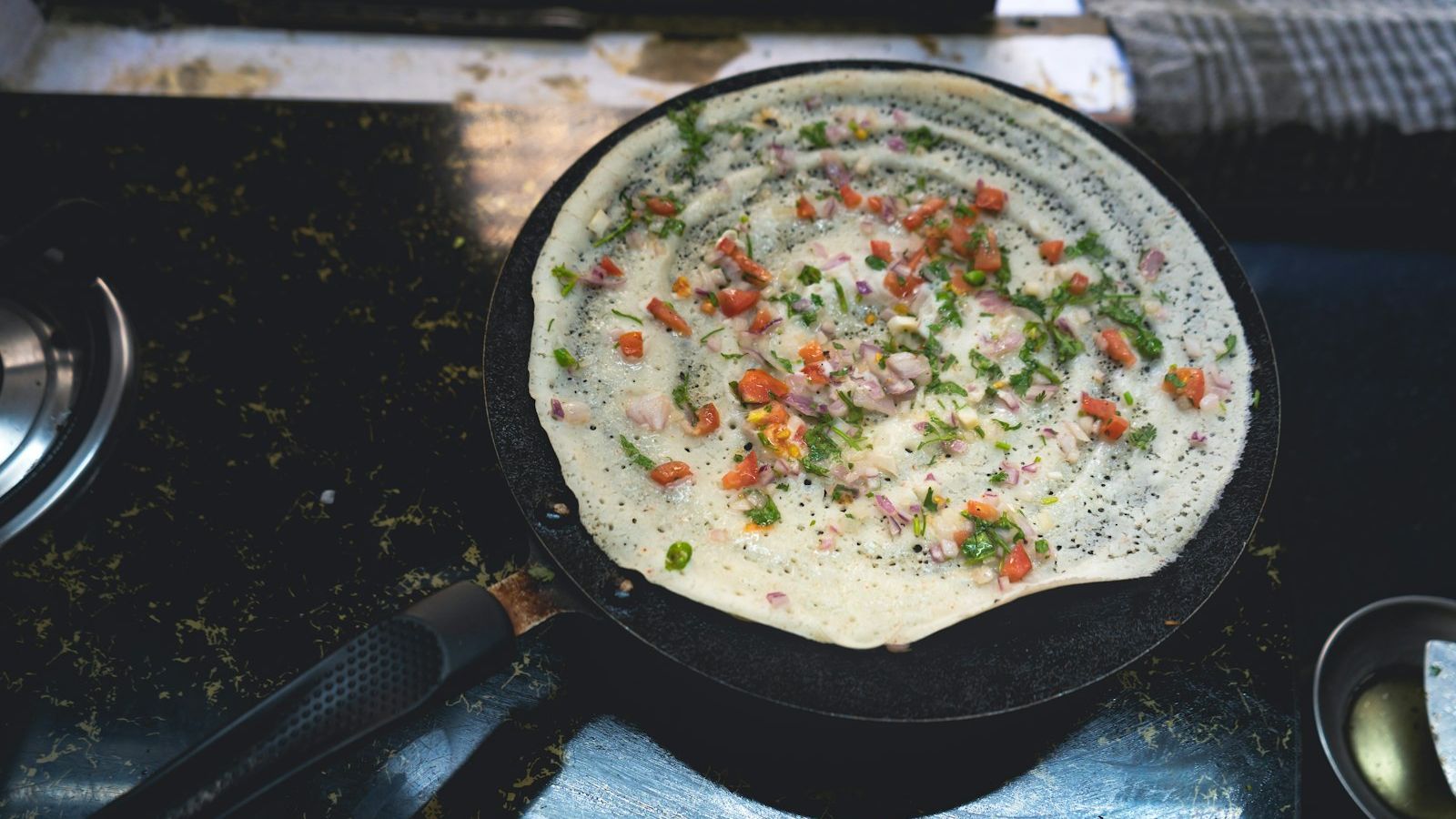 A pot of food sitting on top of a stove