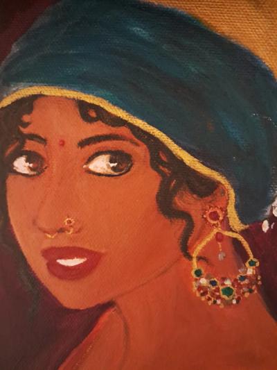 Woman with a Navarathnam Earring