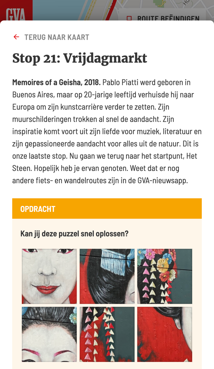 A screenshot of the Gazet van Antwerpen project