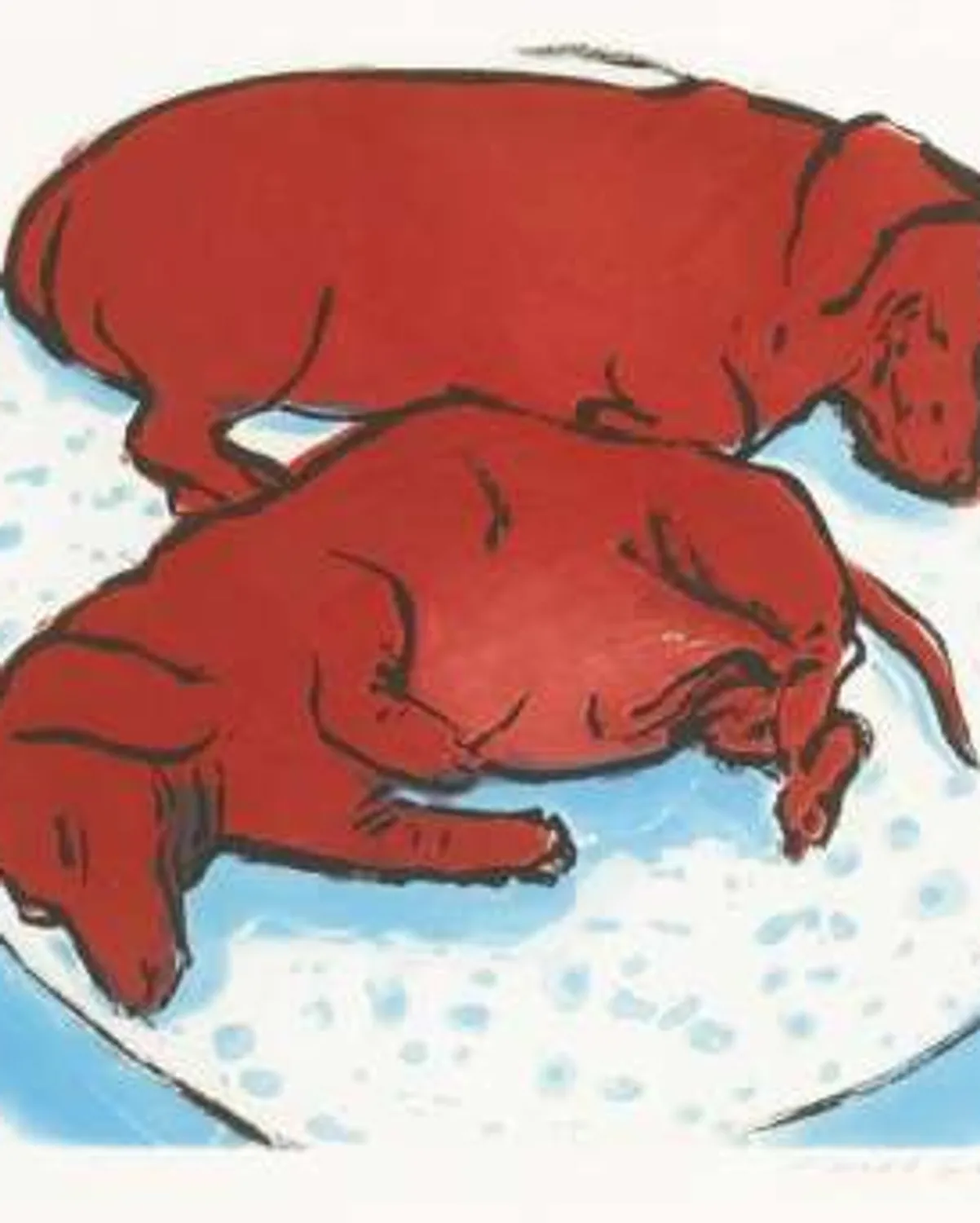 Stanley And Boodgie, Horizontal Dogs by David Hockney
