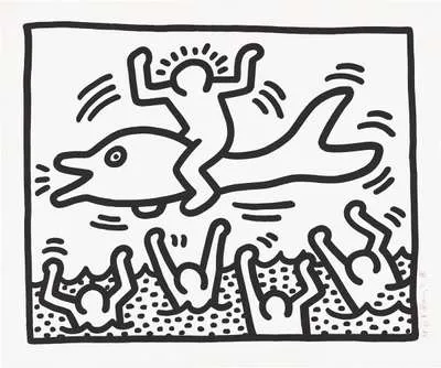 Man On Dolphin by Keith Haring
