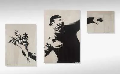 Thrower (Grey) by Banksy