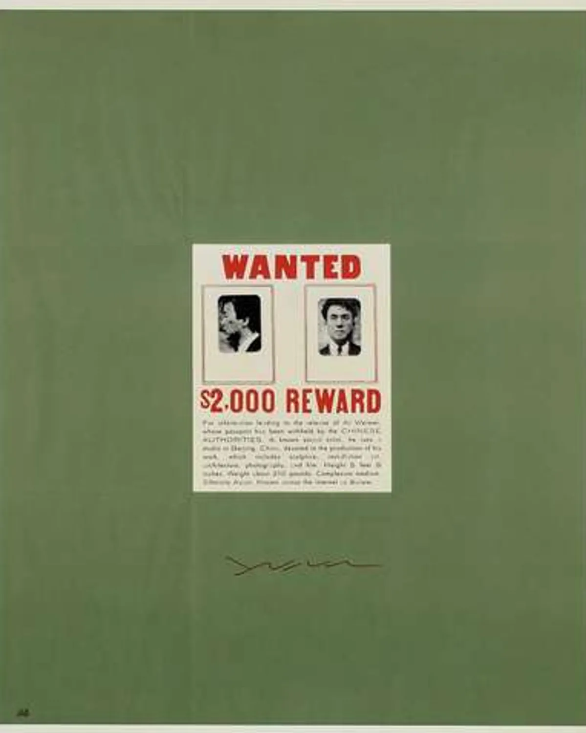 Deluxe Wanted Poster by Ai Weiwei