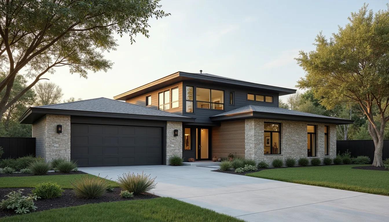 Eye-level view of a modern custom-built home exterior in San Antonio