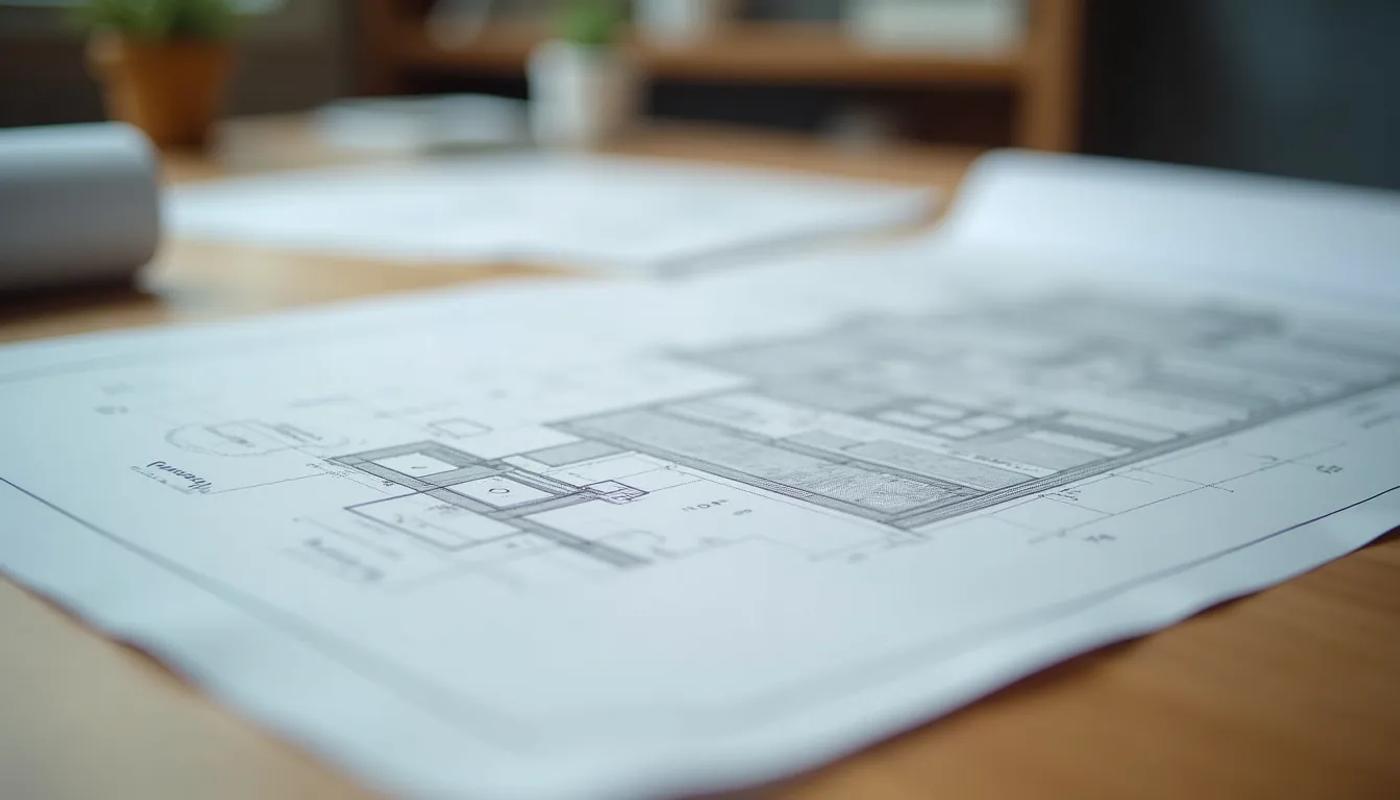 Planning architectural blueprints for custom home