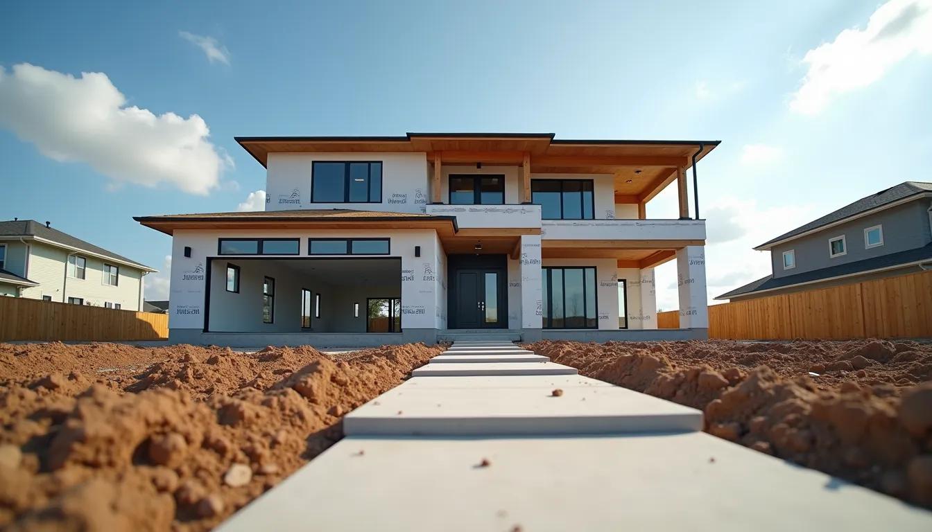 custom home exterior under construction